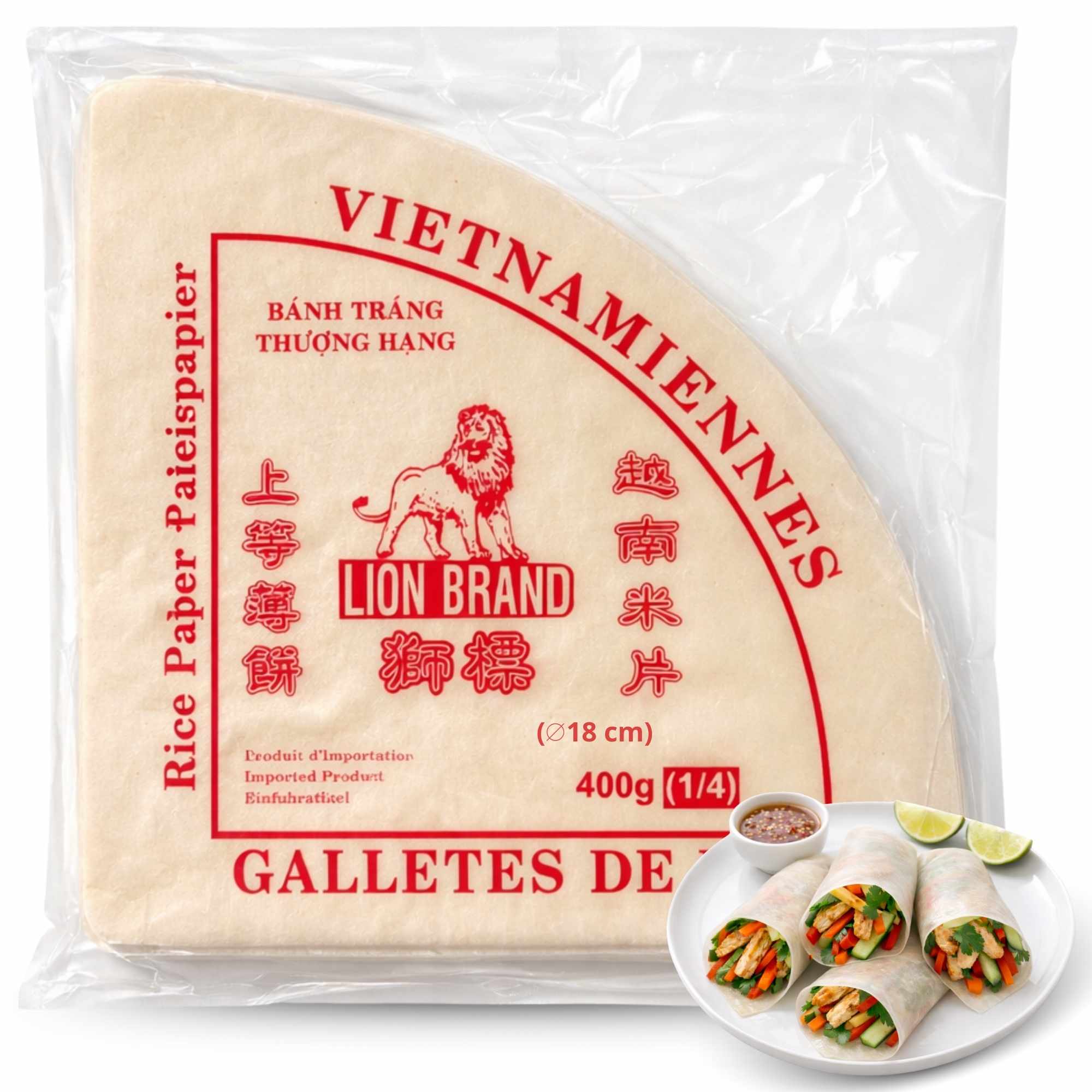 Papel de Arroz Vietnamita Comestible 400 gramos Triangular 1/4