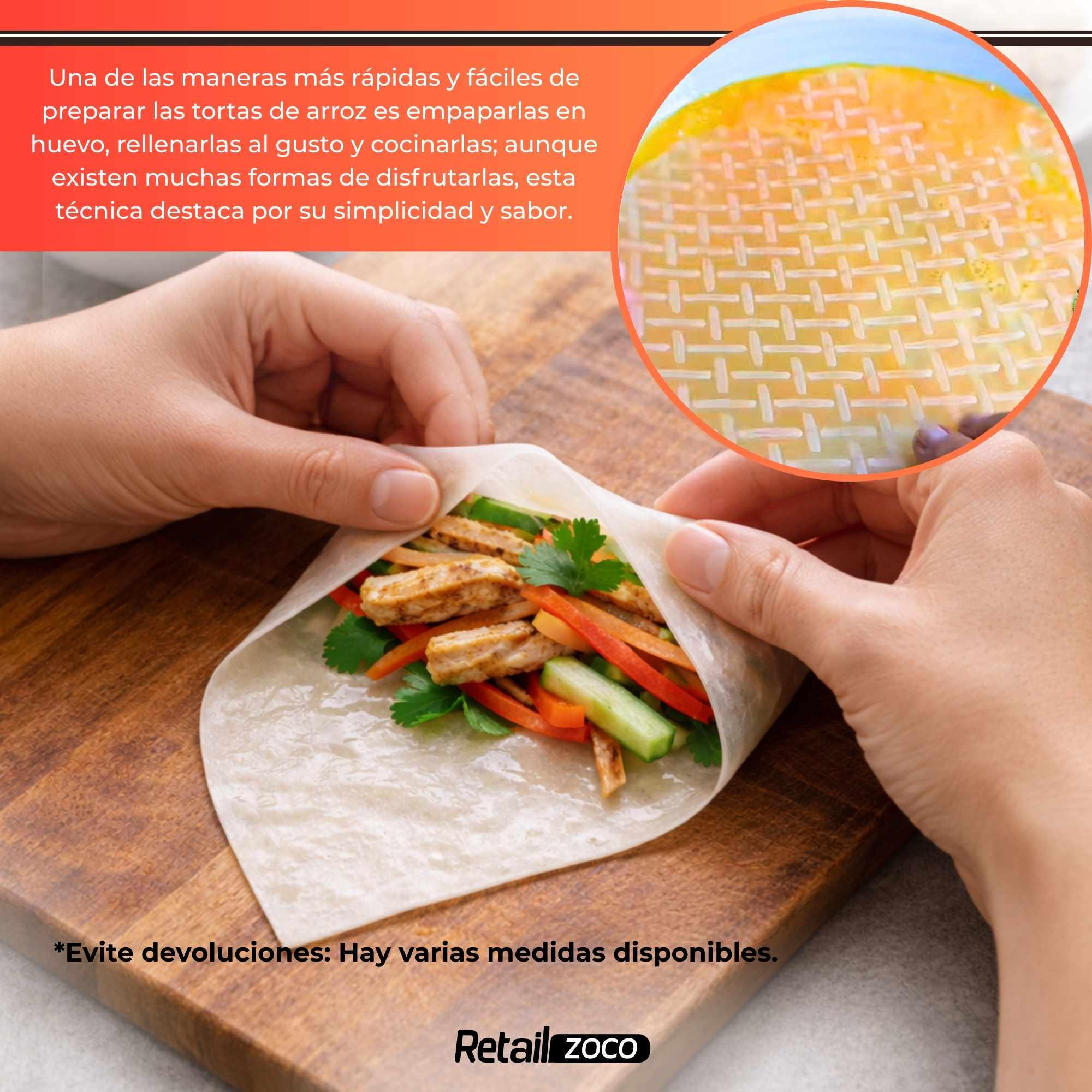 Papel de Arroz Vietnamita Comestible 400 gramos Triangular 1/4 - imagen 5
