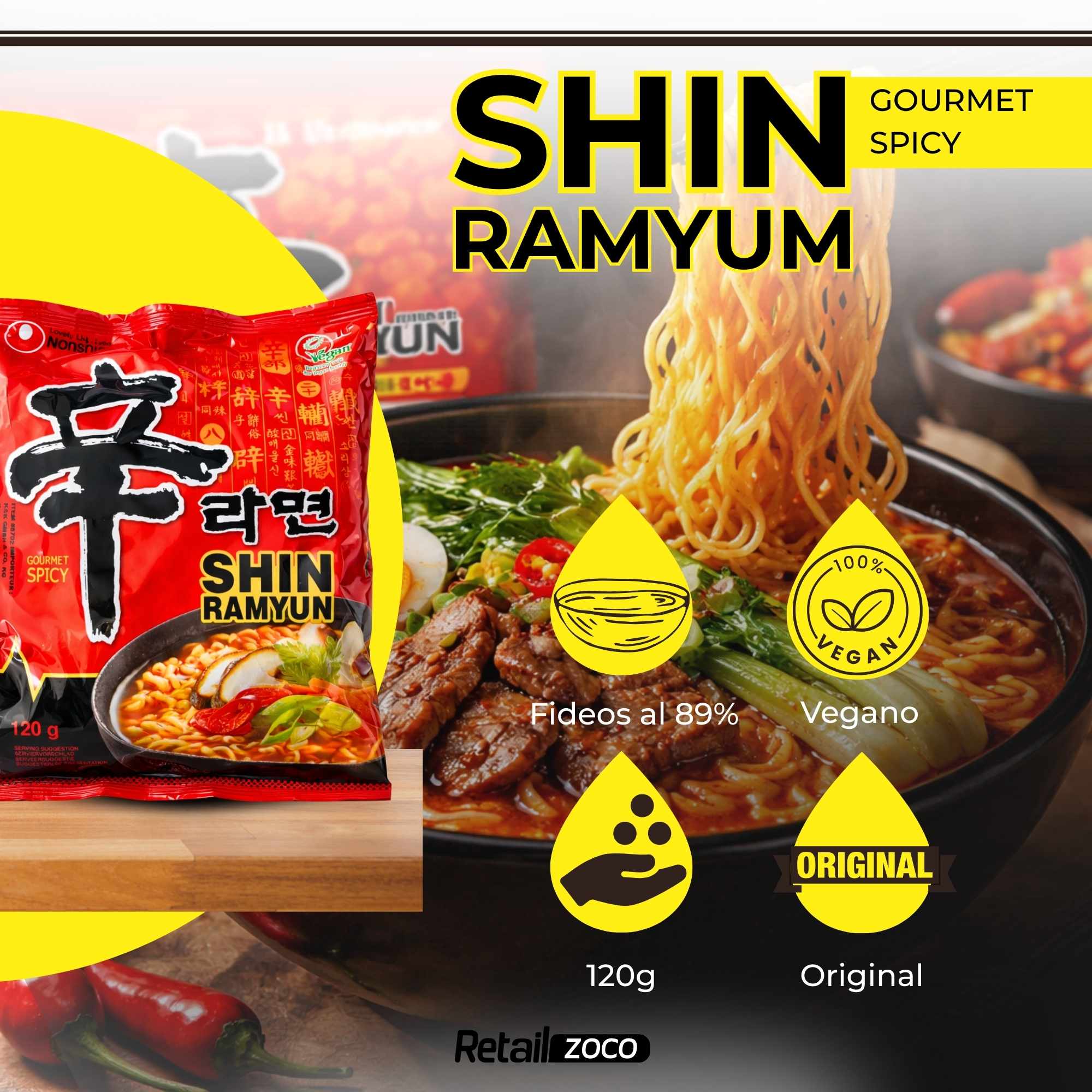 Nong Shim Shin Ramen Noodle Picante 120 gr - imagen 2