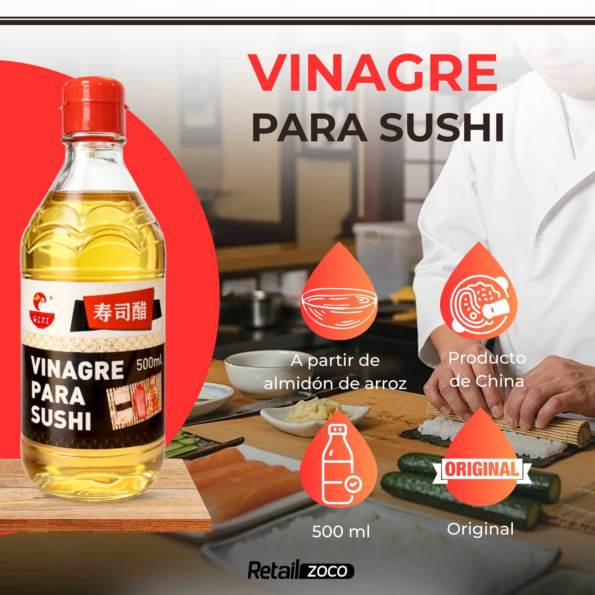Vinagre De Arroz Para Sushi Suzuka 500 ml - imagen 2