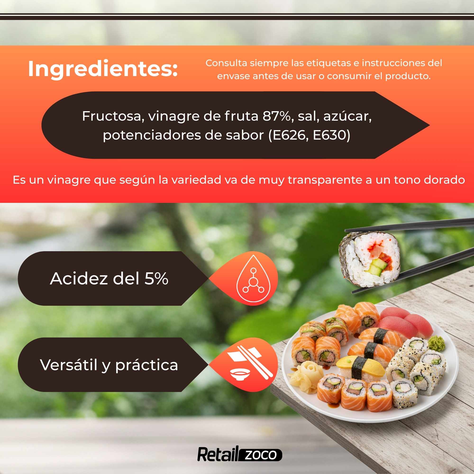 Vinagre De Arroz Para Sushi Suzuka 500 ml - imagen 3