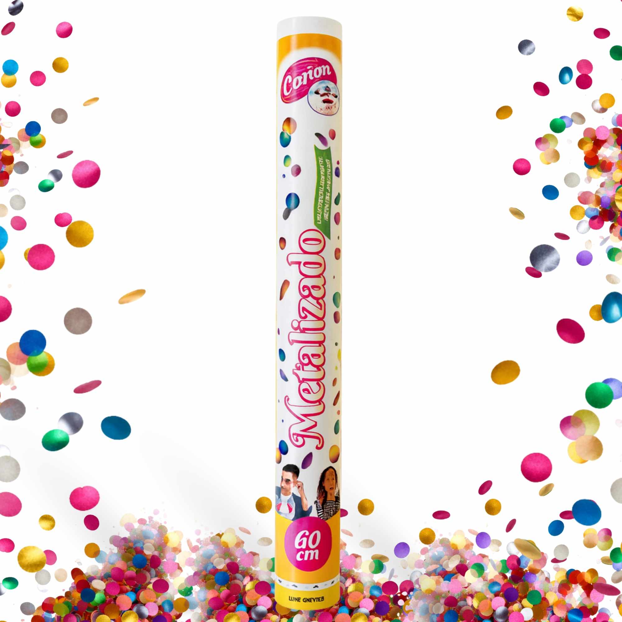 Cañón confeti de fiesta Tiras metalizadas Multicolor 60 cm