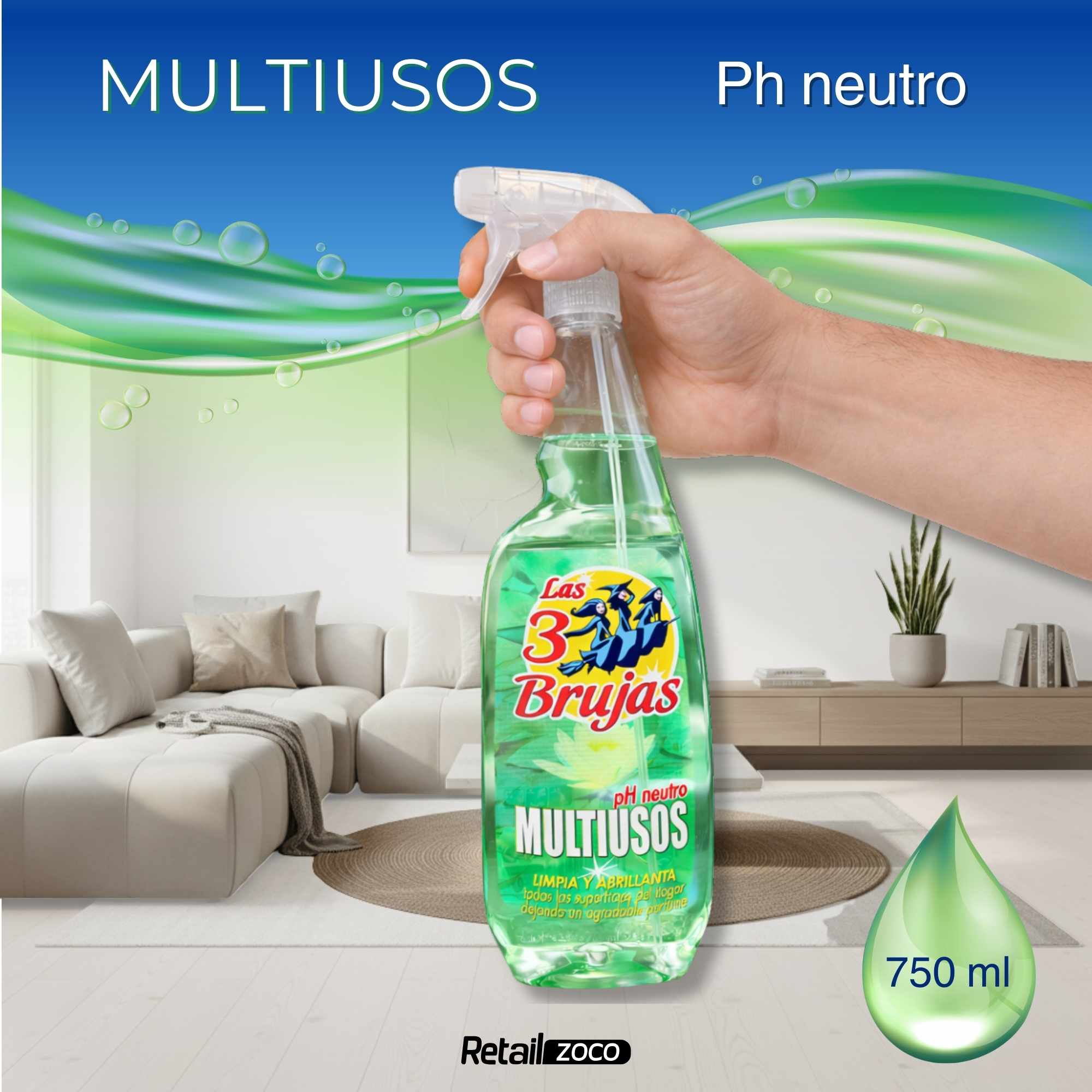 Limpiador Multiusos pH Neutro Pulverizador Las 3 Brujas 750 ml - imagen 2