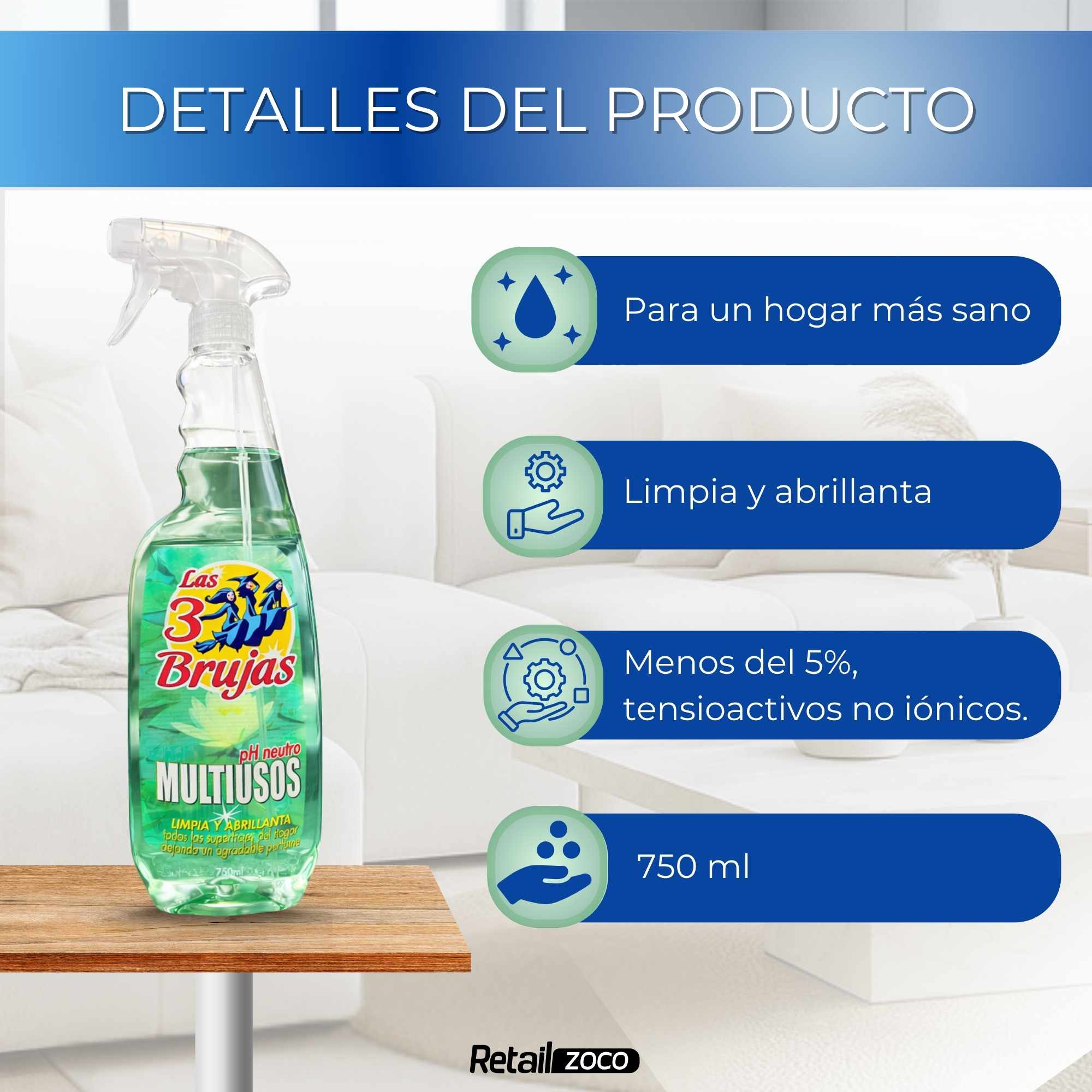 Limpiador Multiusos pH Neutro Pulverizador Las 3 Brujas 750 ml - imagen 3