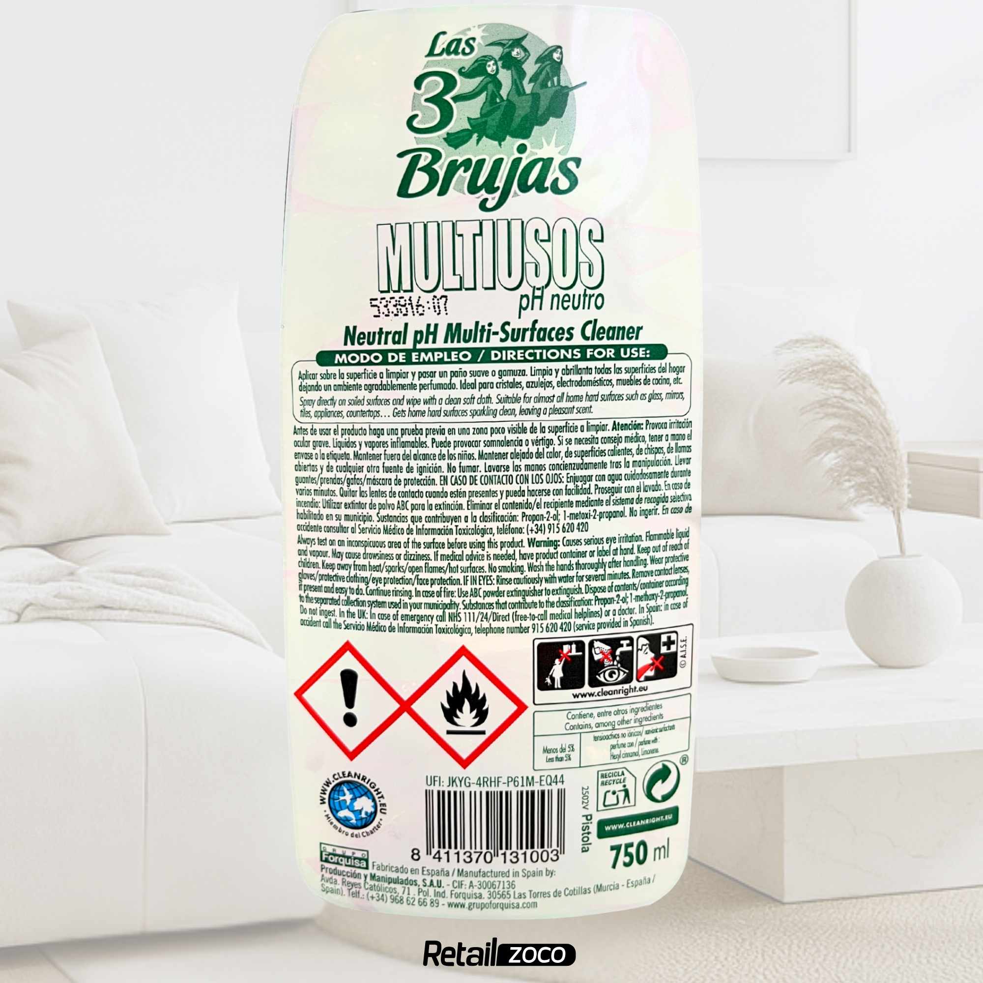 Limpiador Multiusos pH Neutro Pulverizador Las 3 Brujas 750 ml - imagen 6