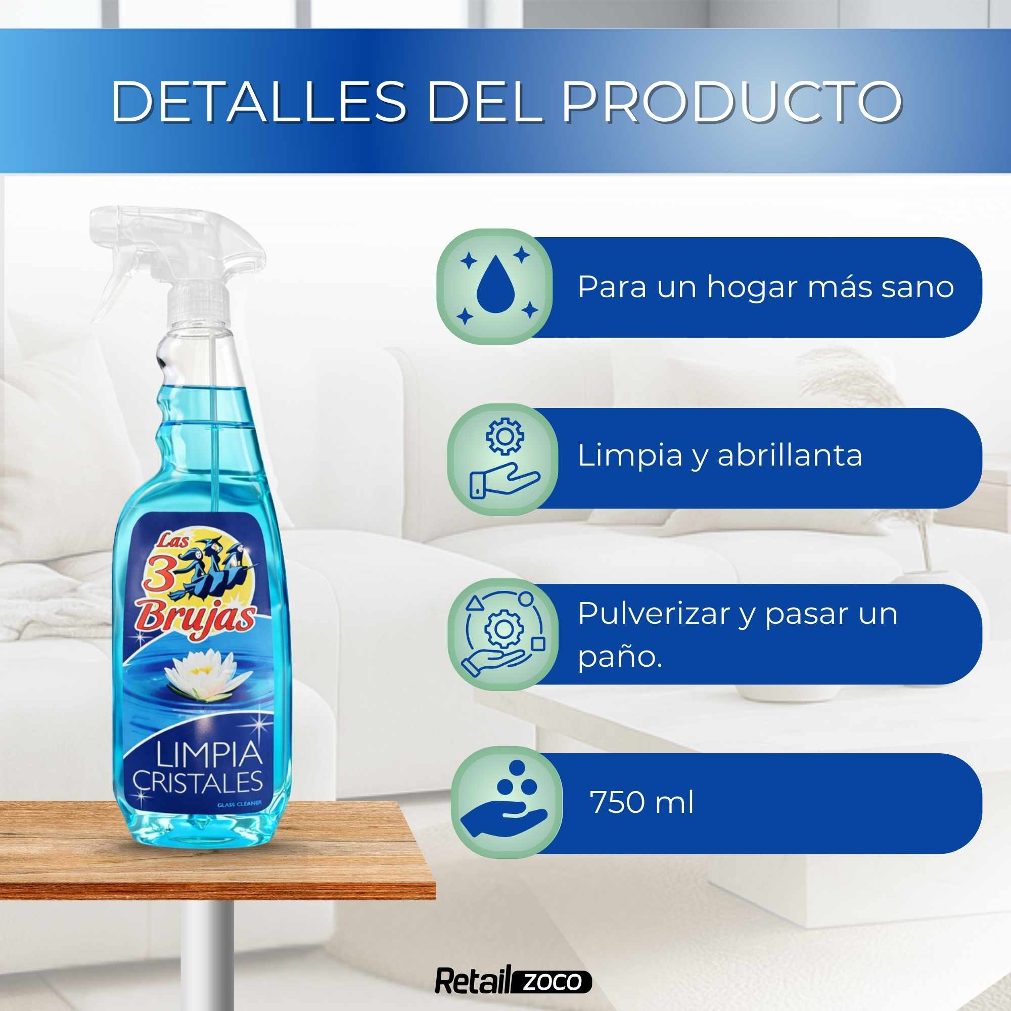 Limpiador de Cristales Pulverizador Las 3 Brujas 750 ml - imagen 3