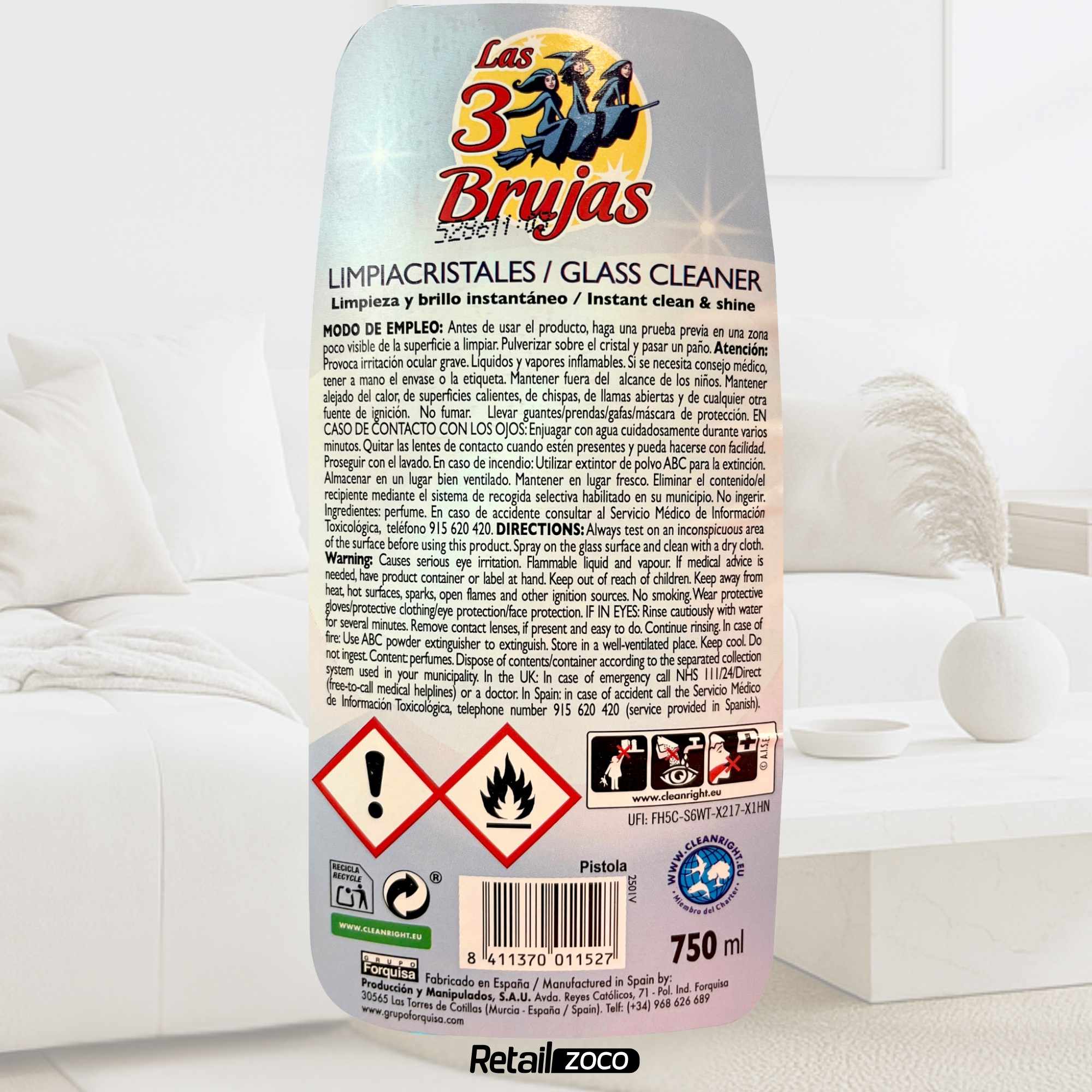 Limpiador de Cristales Pulverizador Las 3 Brujas 750 ml - imagen 6