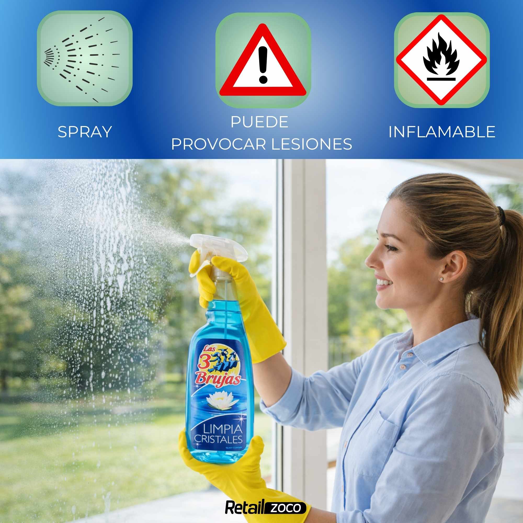 Limpiador de Cristales Pulverizador Las 3 Brujas 750 ml - imagen 4