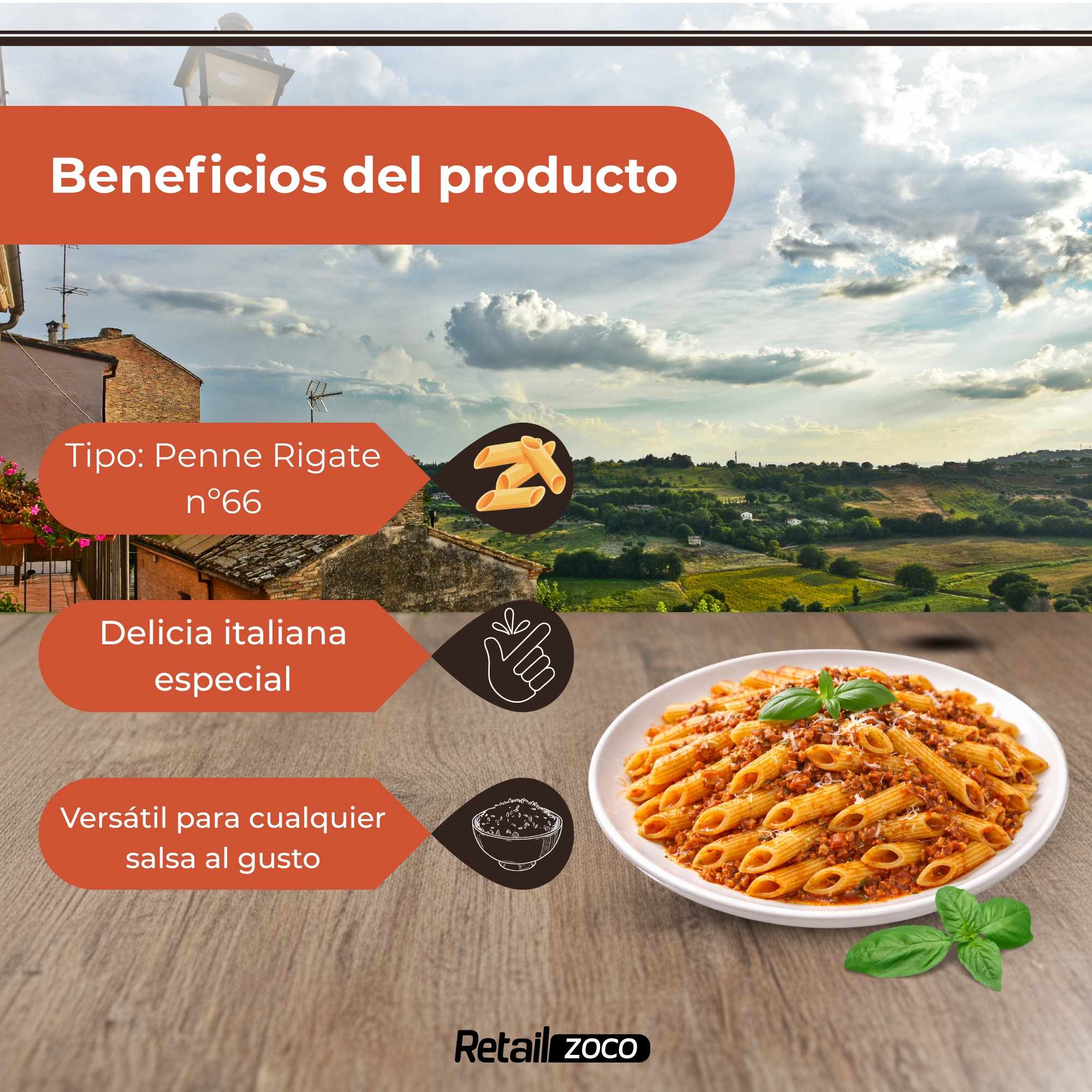 Pasta Rummo Penne Rigate Nº66 500g - imagen 3
