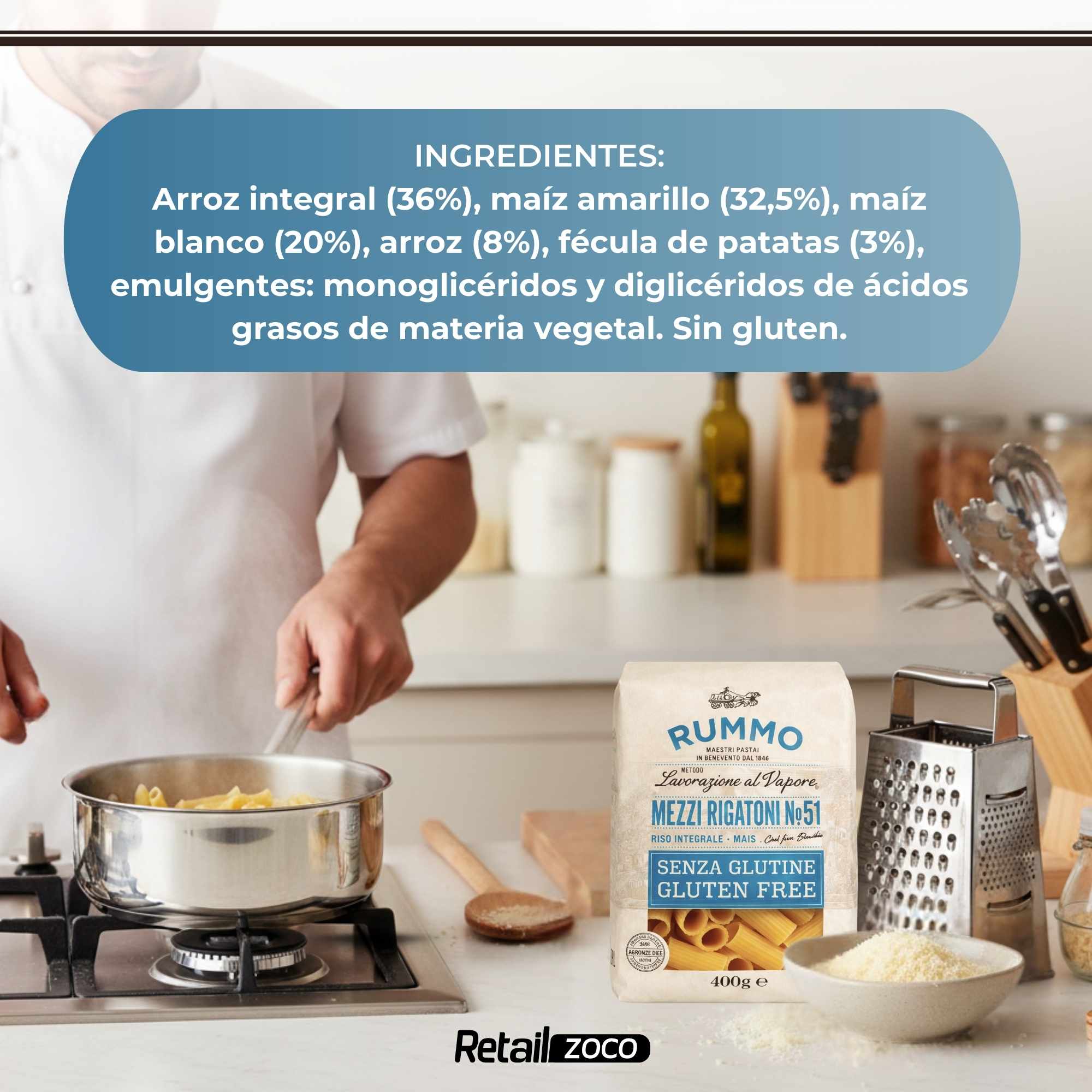 Pasta Rummo Mezzi Rigatoni SIN Gluten nº 51 de 400g - imagen 5