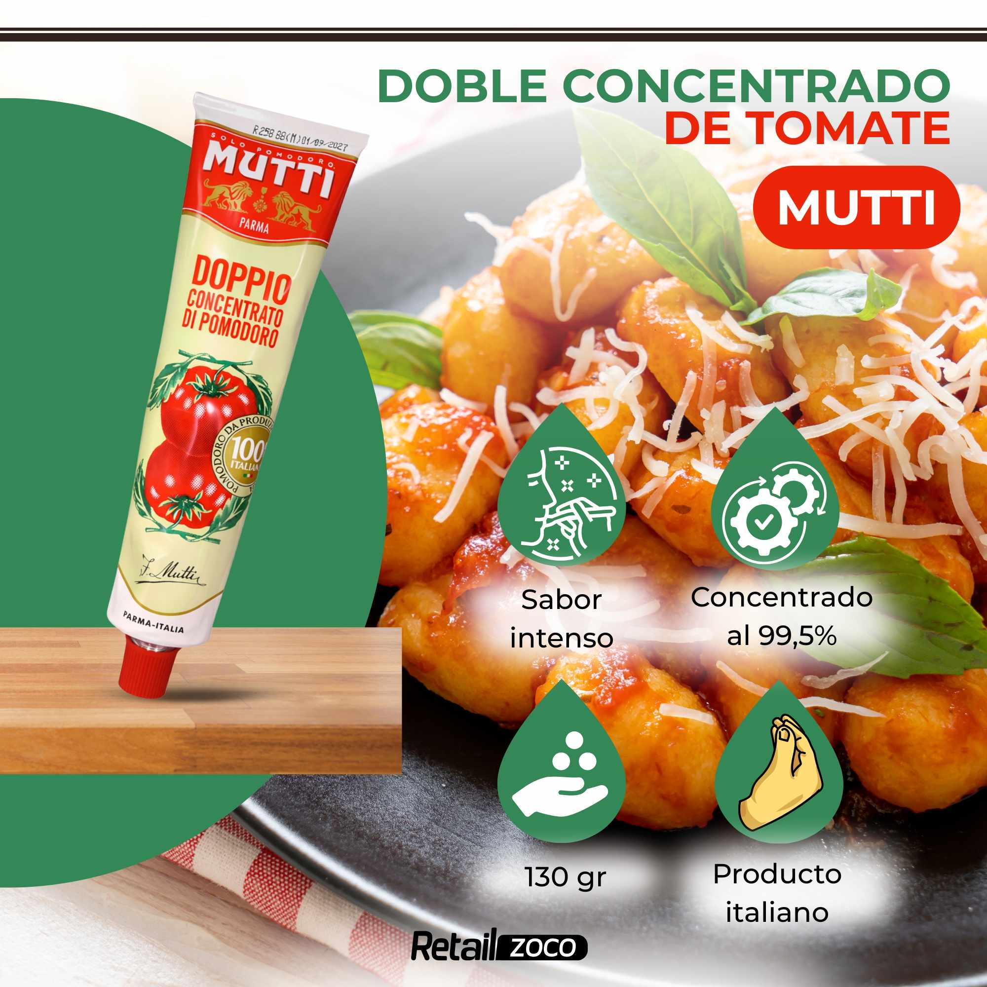 Concentrado de tomate doble Mutti 130 g - imagen 2