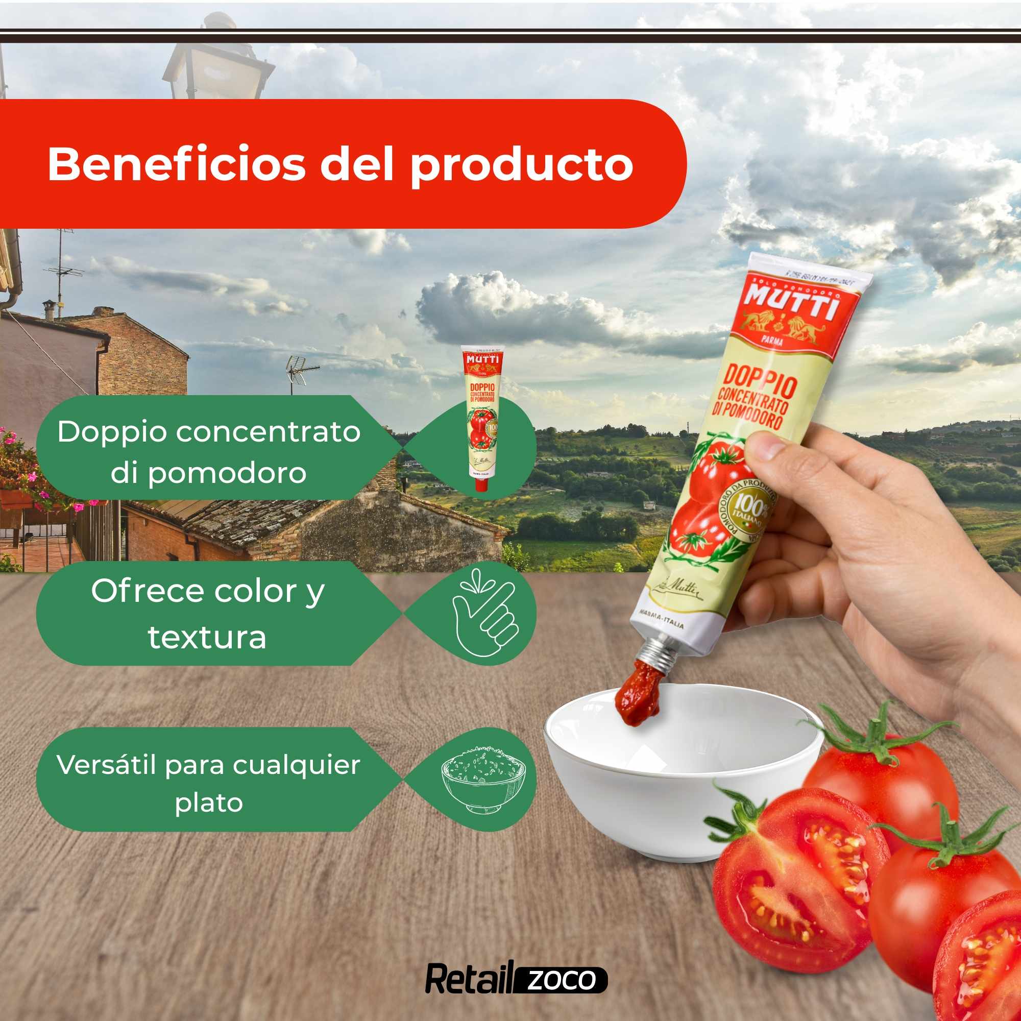 Concentrado de tomate doble Mutti 130 g - imagen 3