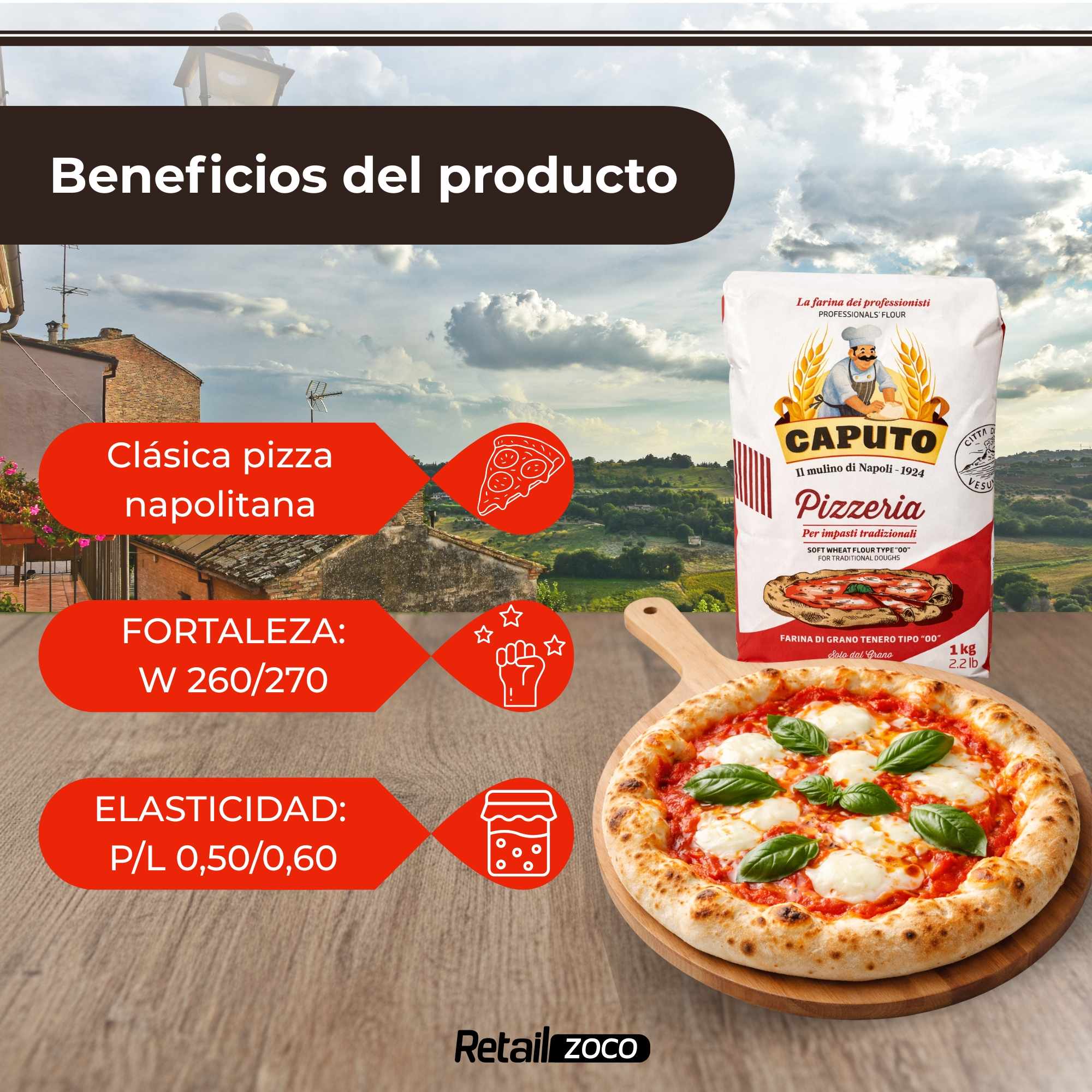 Harina Caputo Pizzeria tipo 00 1kg - imagen 3
