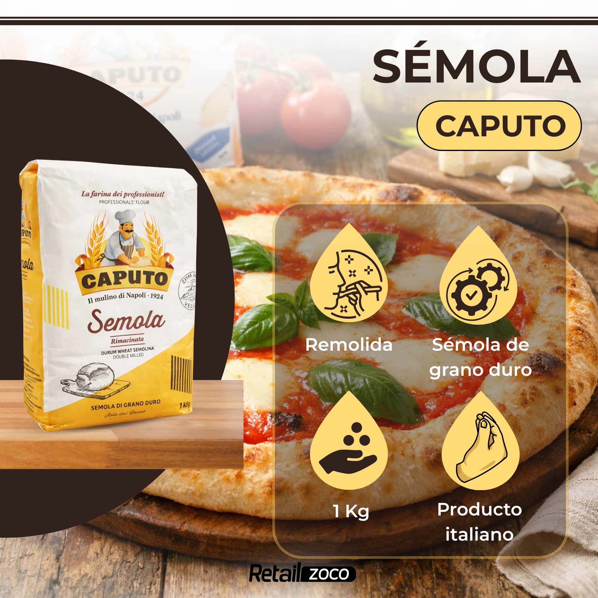 Semola Caputo Rimacinata 1kg - imagen 2