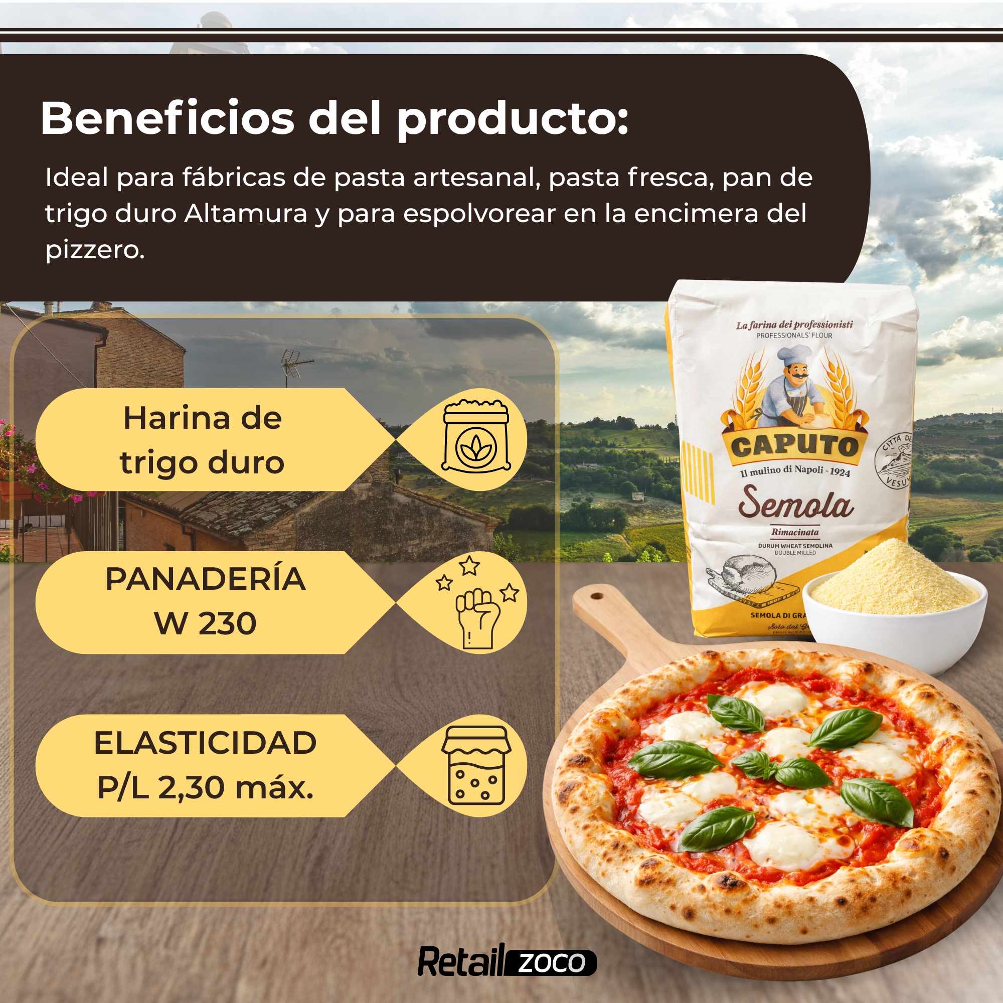Semola Caputo Rimacinata 1kg - imagen 3