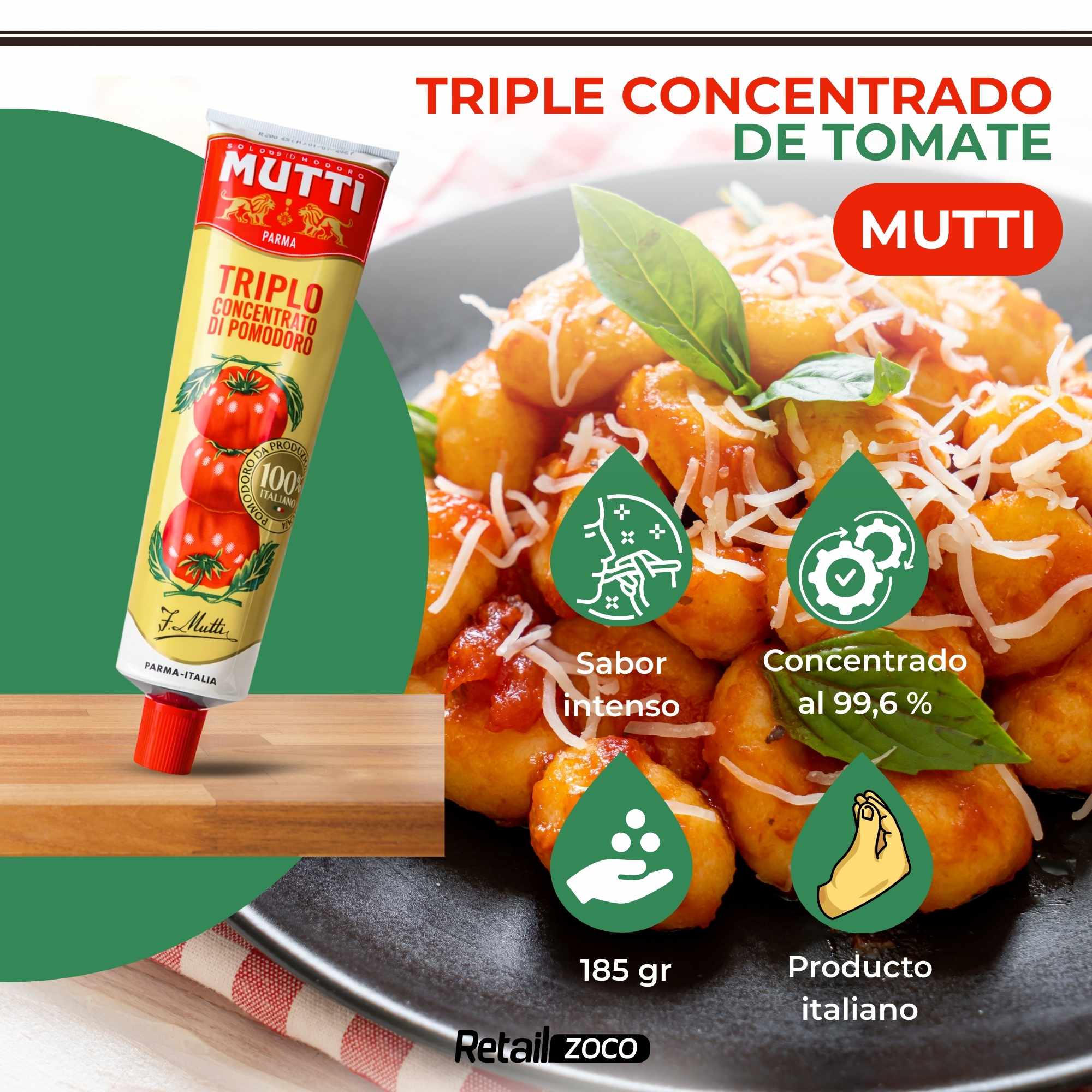 Concentrado de tomate Triple Mutti 185 g - imagen 2
