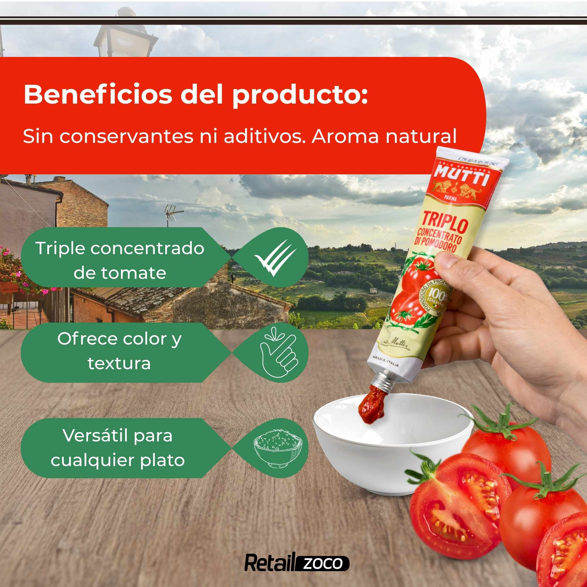 Concentrado de tomate Triple Mutti 185 g - imagen 3