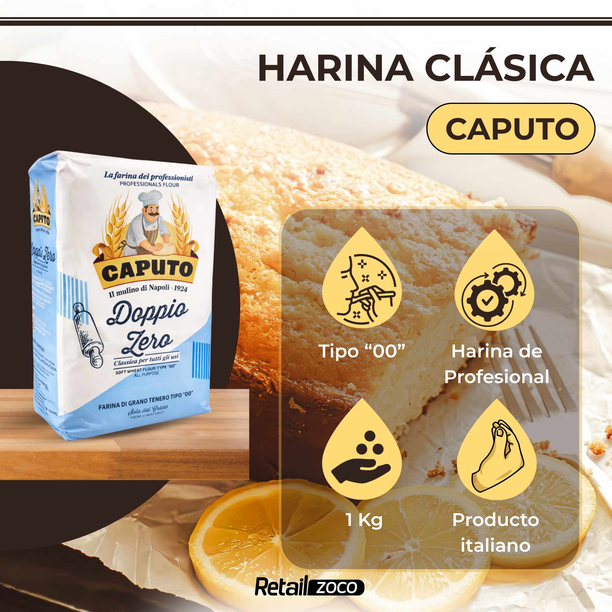 Harina Clásica Doppio Zero Caputo 1 kg - imagen 2