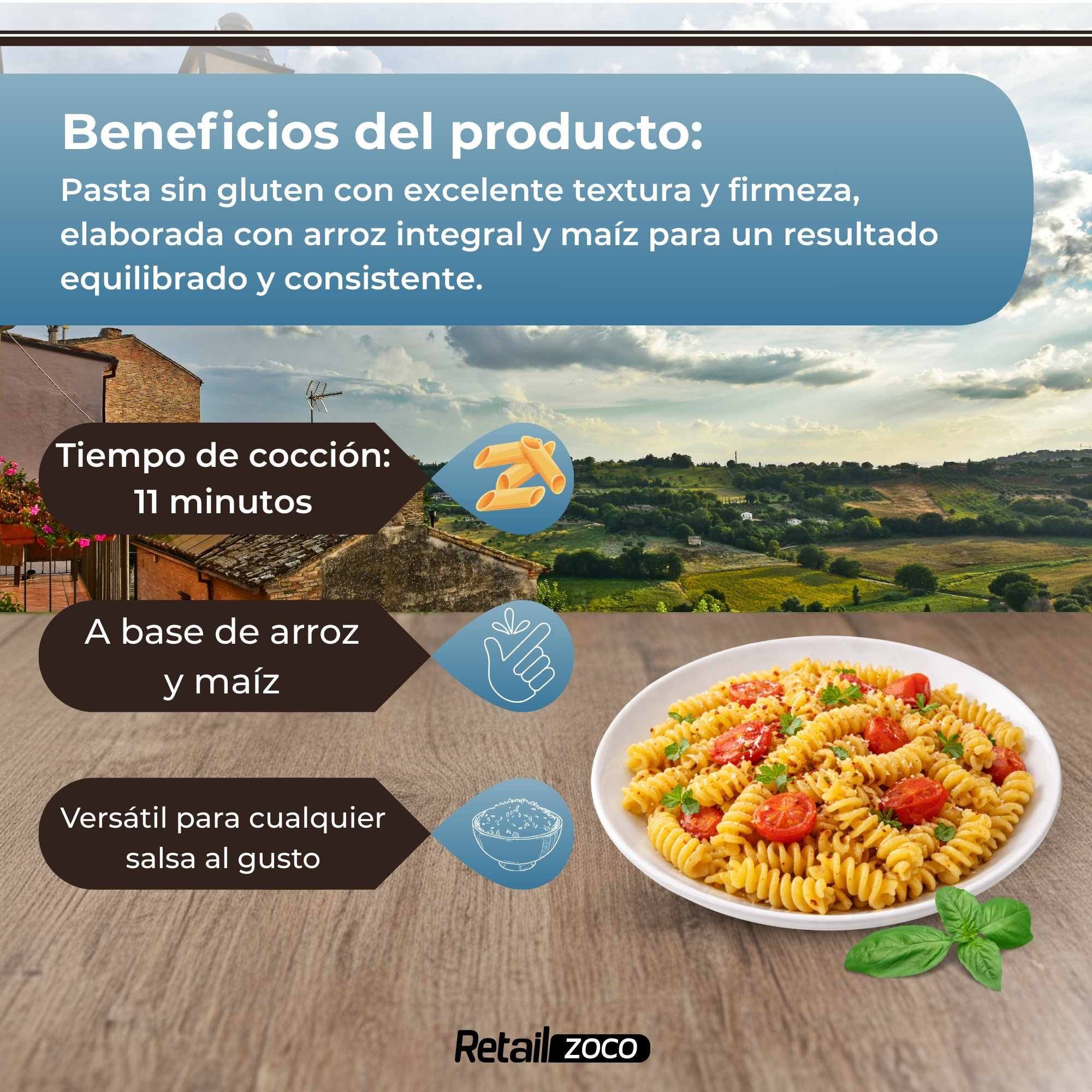 Pasta Rummo Fusilli Nº48 SIN Gluten de 400g - imagen 3