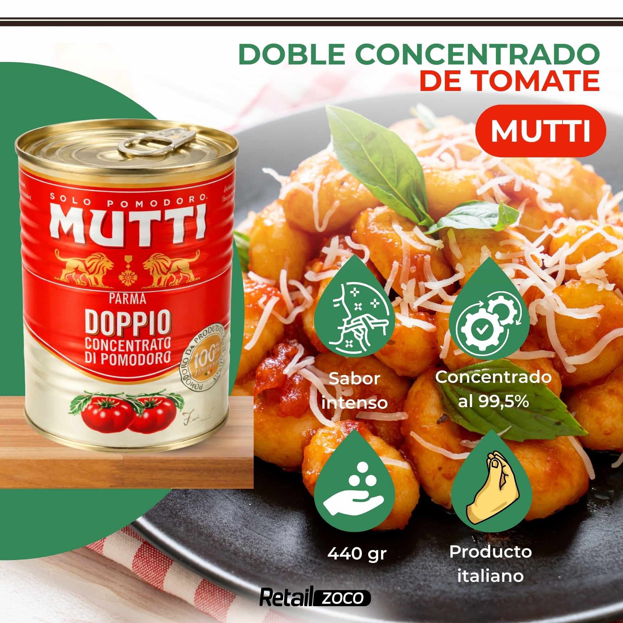 Concentrado de tomate doble Mutti 440 g - imagen 2