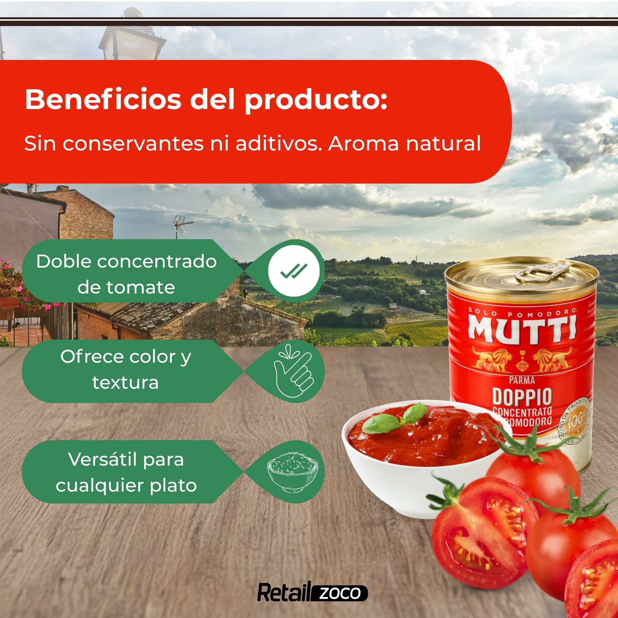 Concentrado de tomate doble Mutti 440 g - imagen 3