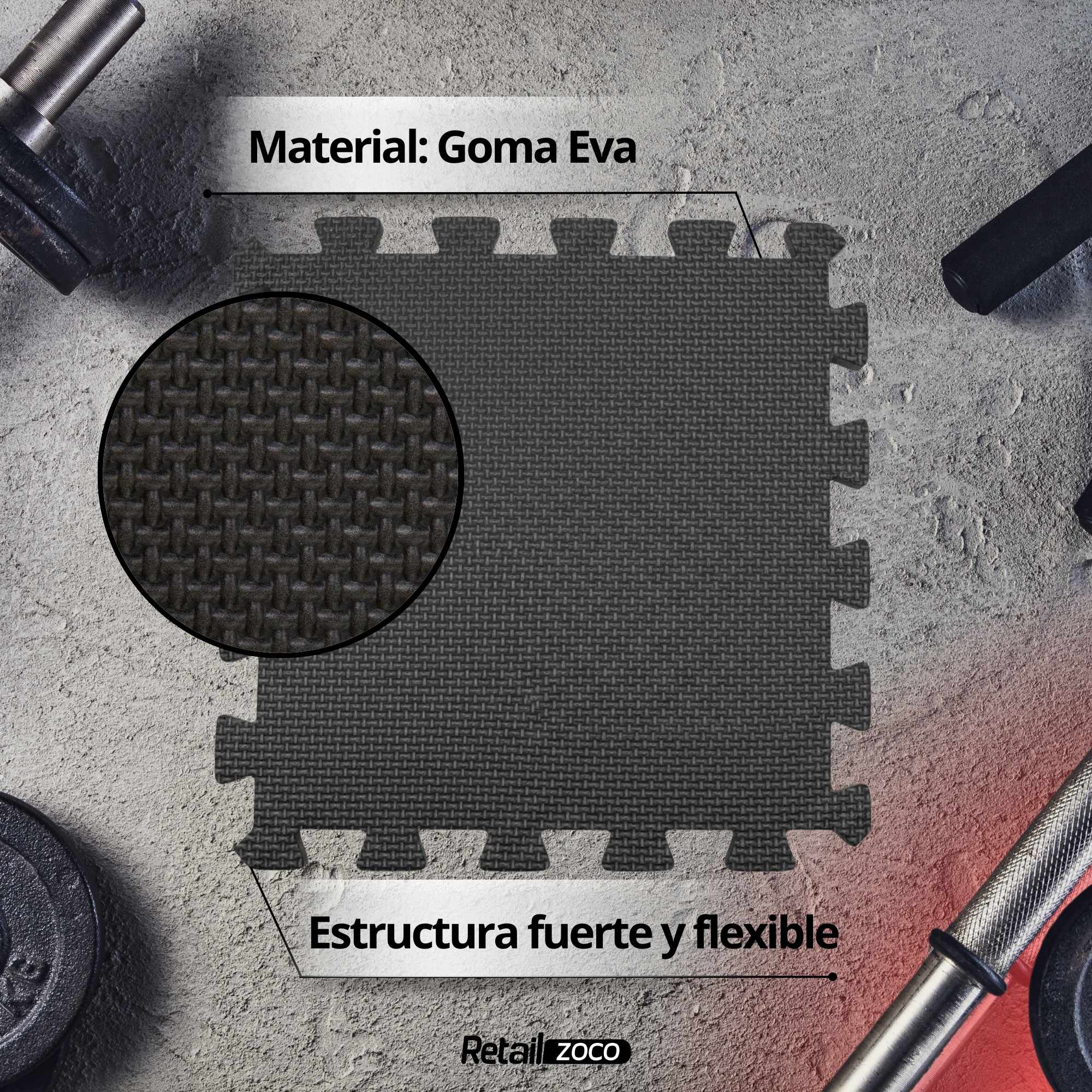 Alfombrilla de espuma EVA para suelo 30x30 cm negro 9 unidades - imagen 4