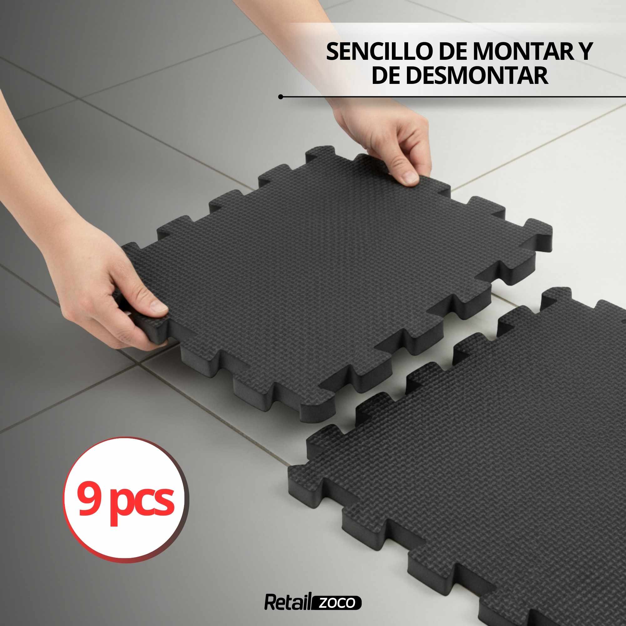 Alfombrilla de espuma EVA para suelo 30x30 cm negro 9 unidades - imagen 5