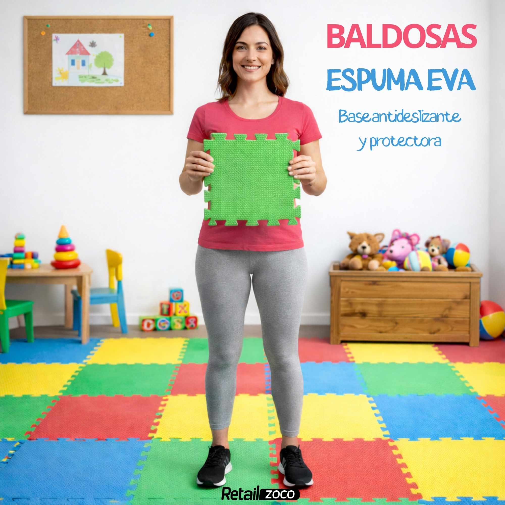 Alfombrilla de espuma EVA para suelo 30x30 cm multicolor 9 unidades - imagen 2