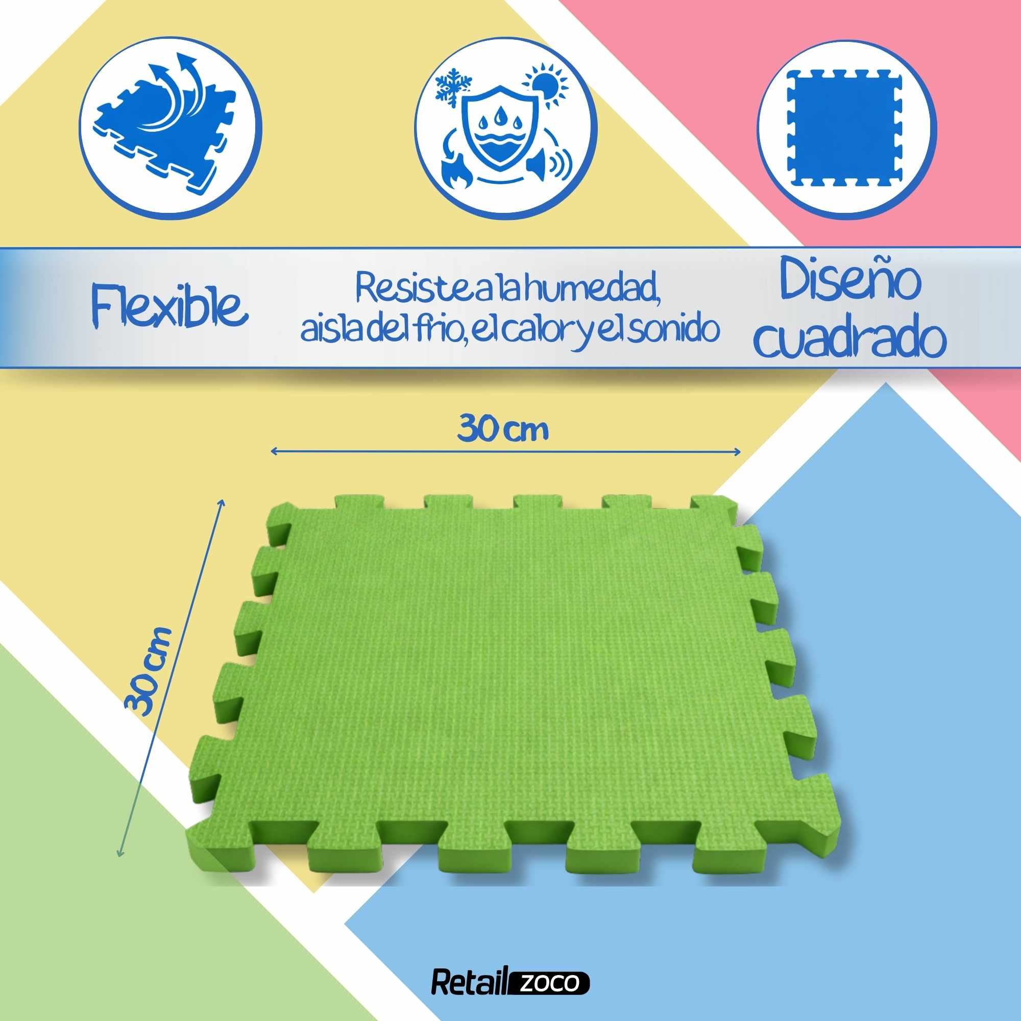 Alfombrilla de espuma EVA para suelo 30x30 cm multicolor 9 unidades - imagen 3