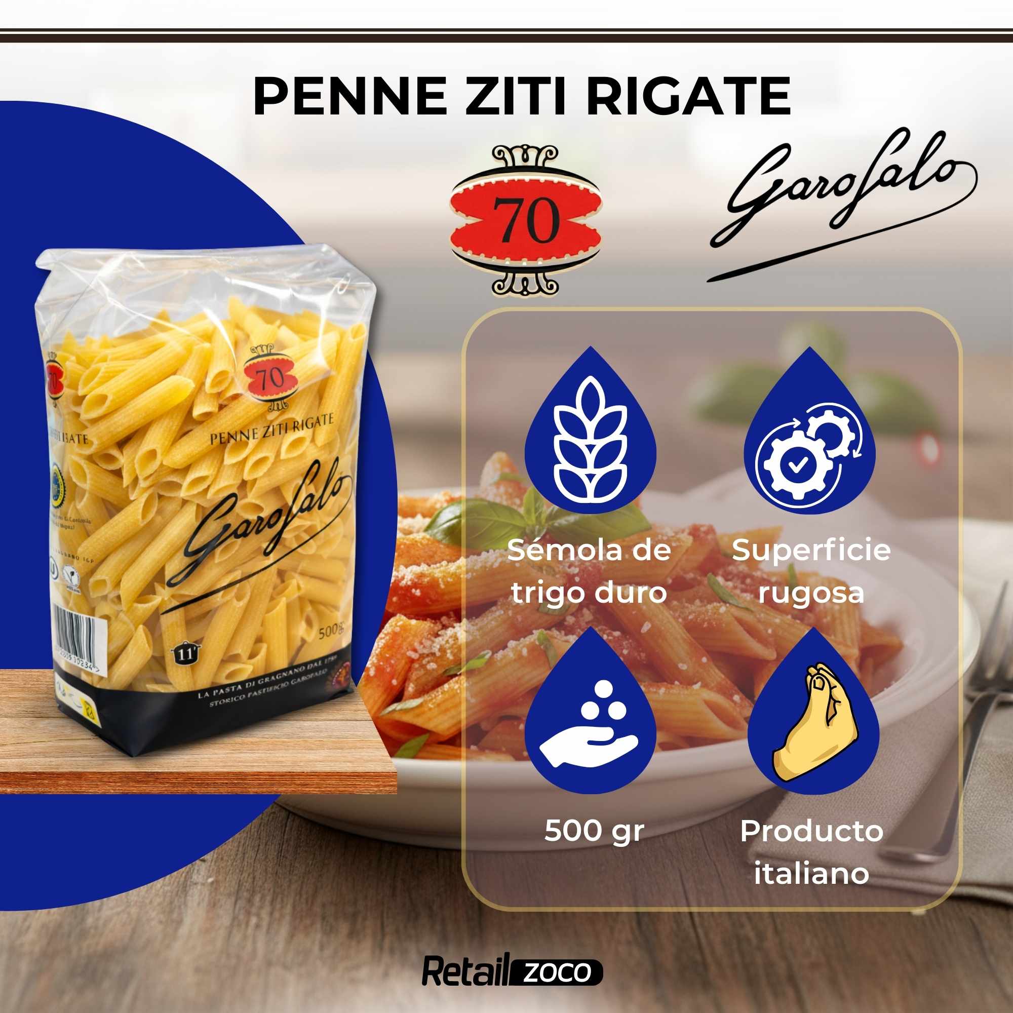 Pasta Garofalo Penne Rigate Nº70 de 500g - imagen 2