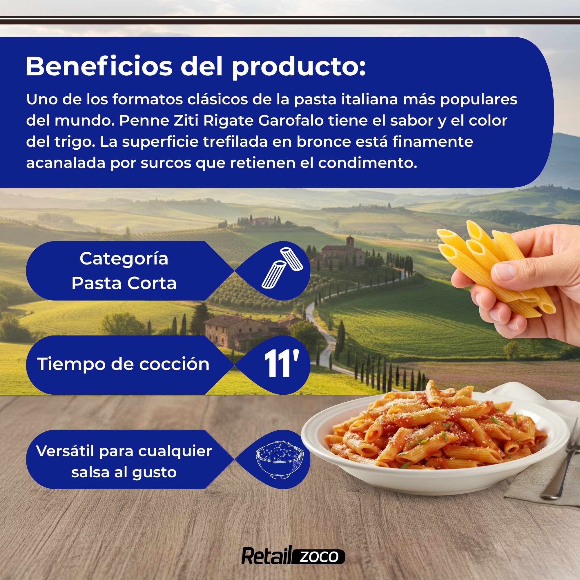 Pasta Garofalo Penne Rigate Nº70 de 500g - imagen 3