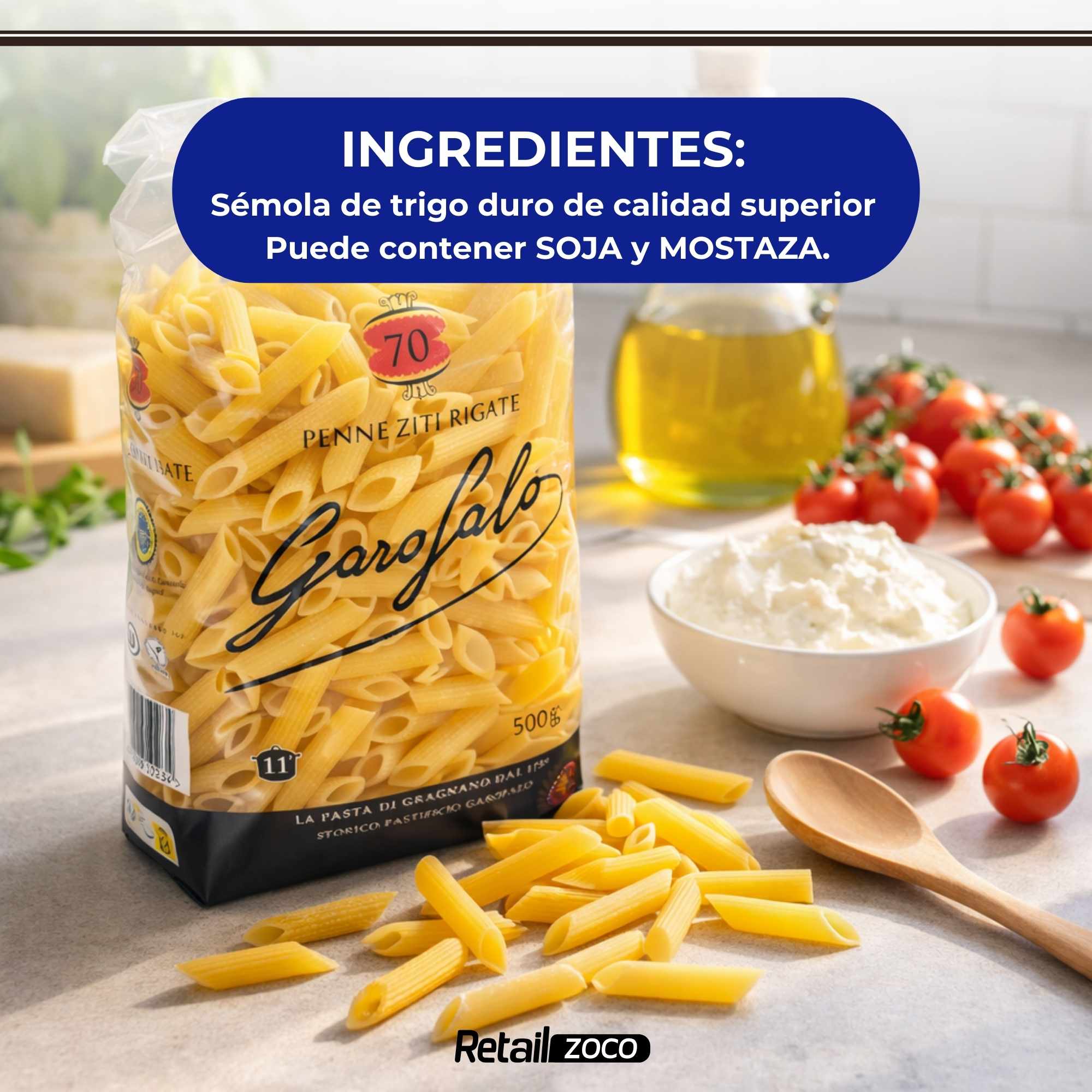 Pasta Garofalo Penne Rigate Nº70 de 500g - imagen 5