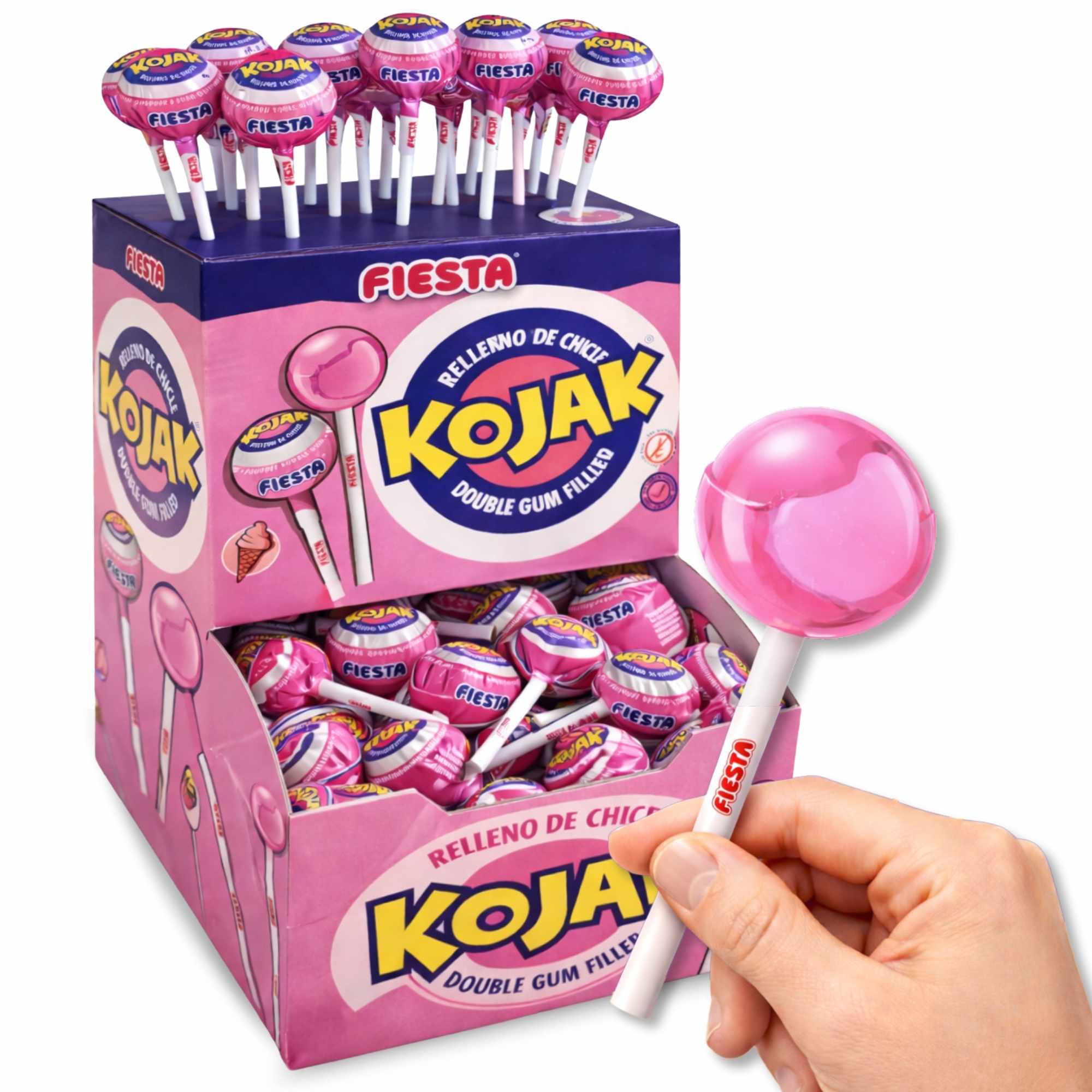 Caramelo con Palo Sabor helado de fresa Fiesta Kojak Pack 100 unidades