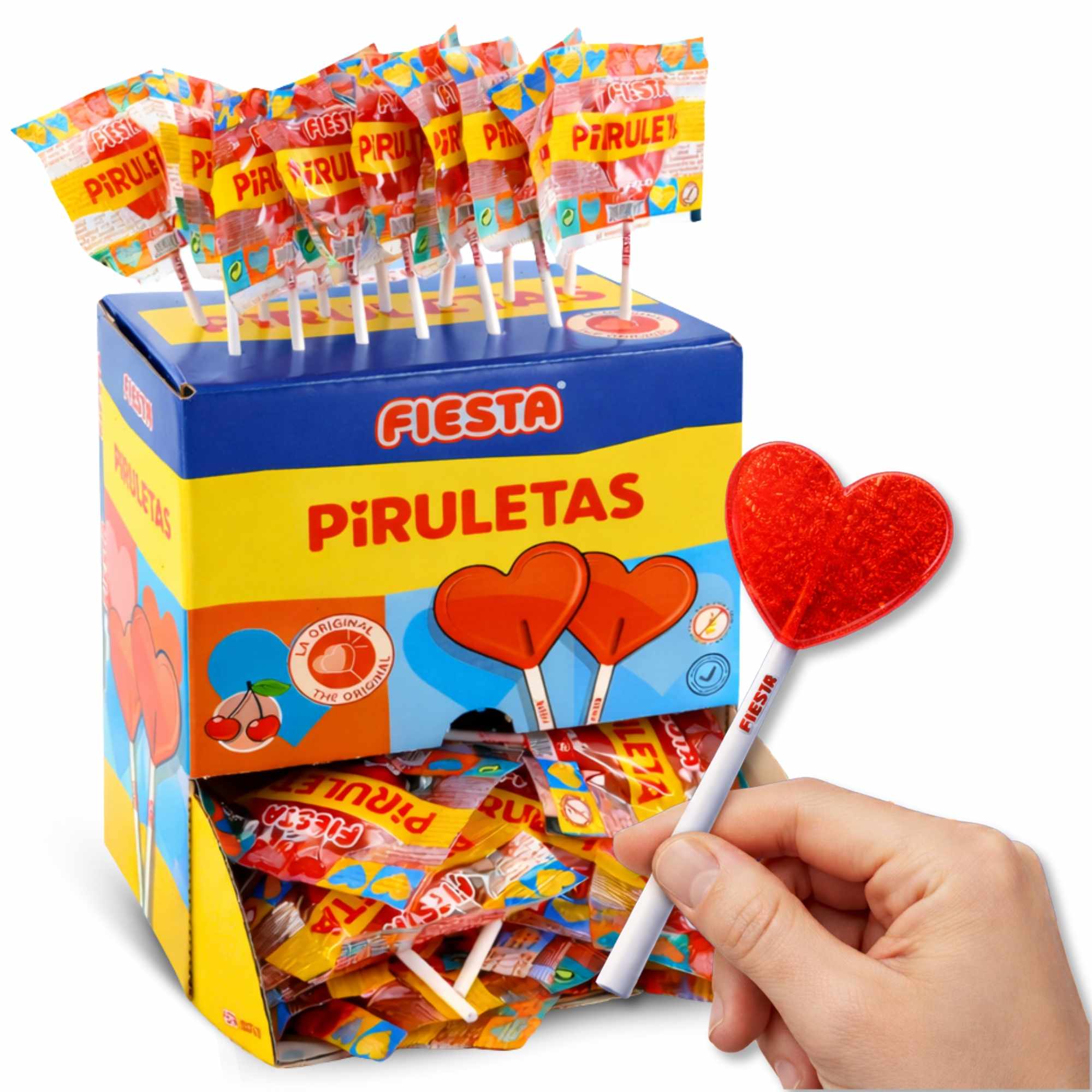 Piruletas con Palo Sabor cereza forma corazon Fiesta Pack 80 unidades