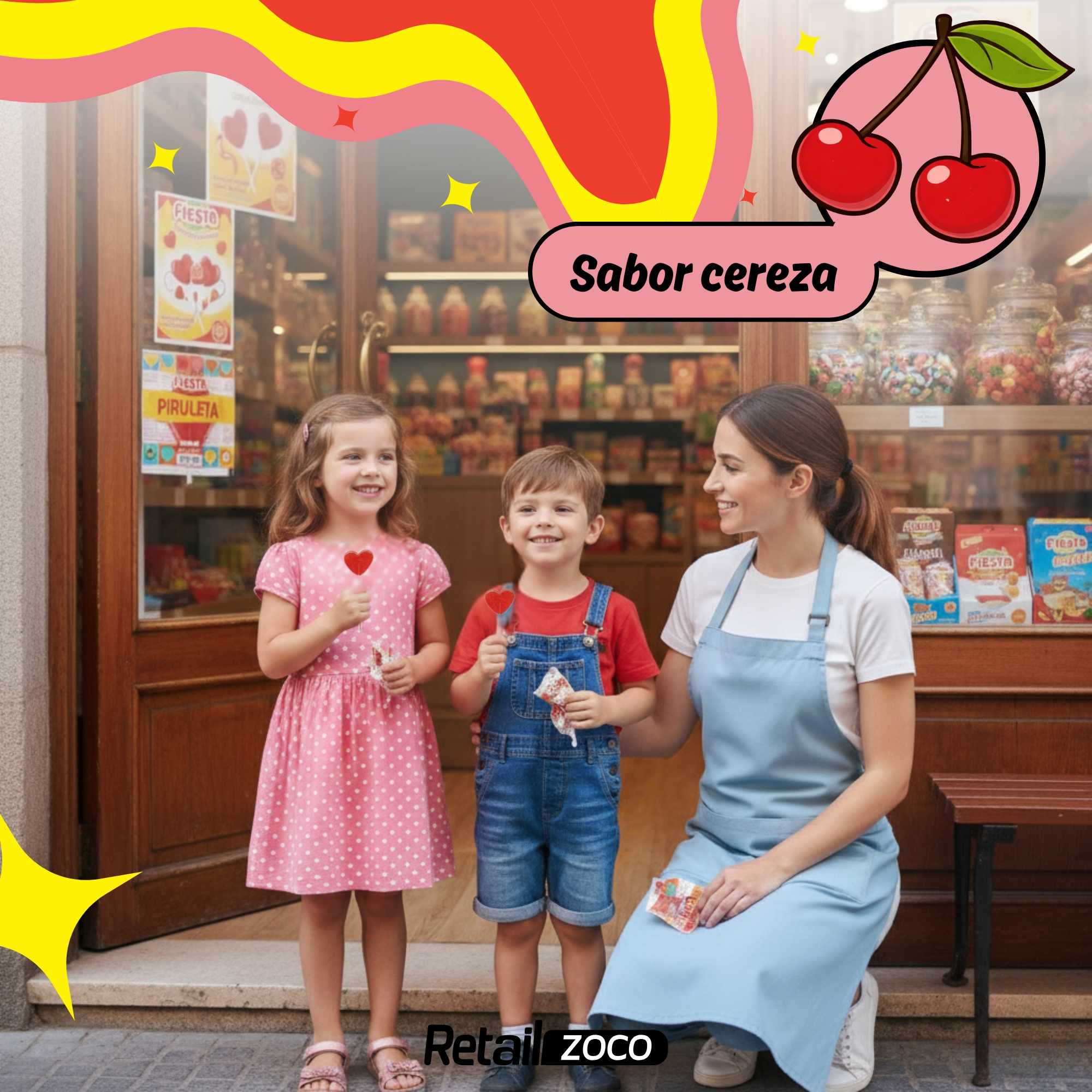 Piruletas con Palo Sabor cereza forma corazon Fiesta Pack 20 unidades - imagen 4