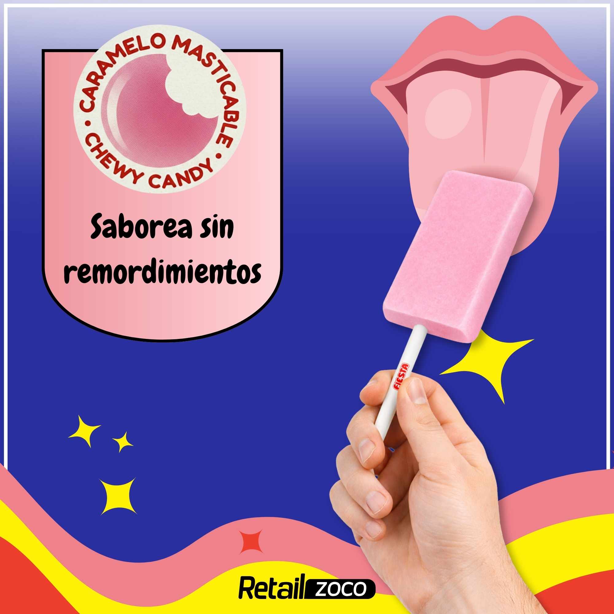 Lolipop Caramelo con Palo Sabor fresa Fiesta Kojak Pack 100 unidades - imagen 3