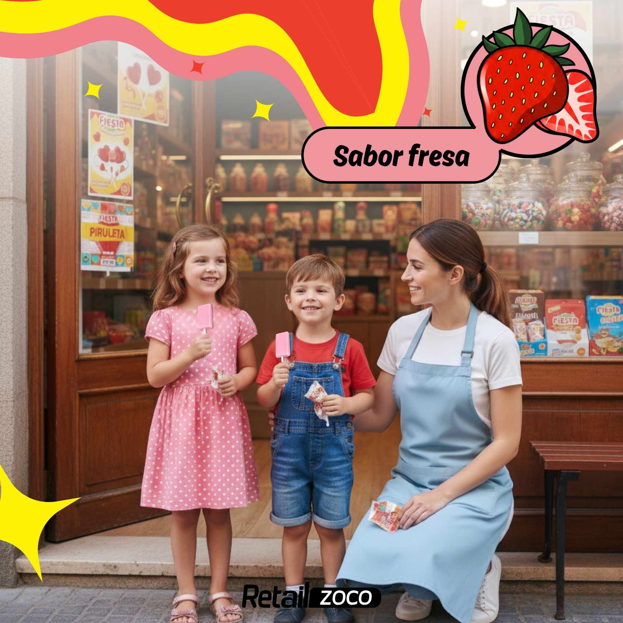 Lolipop Caramelo con Palo Sabor fresa Fiesta Kojak Pack 100 unidades - imagen 4