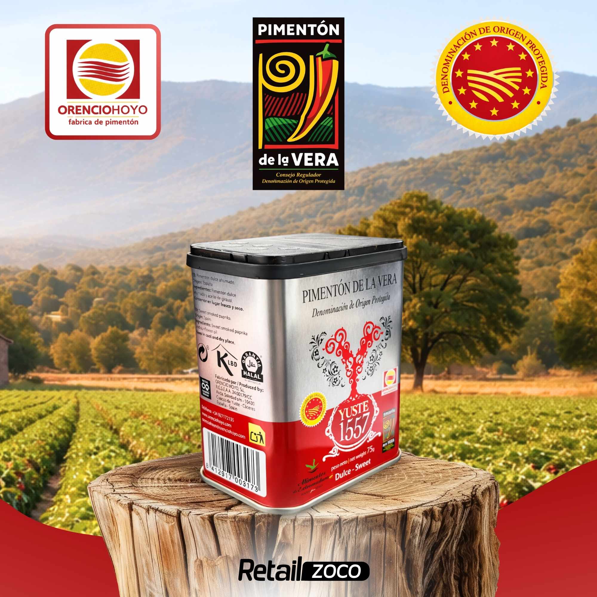 Pimentón de la Vera Ahumado Dulce con DOP 75 gr lata Yuste 1557 - imagen 6