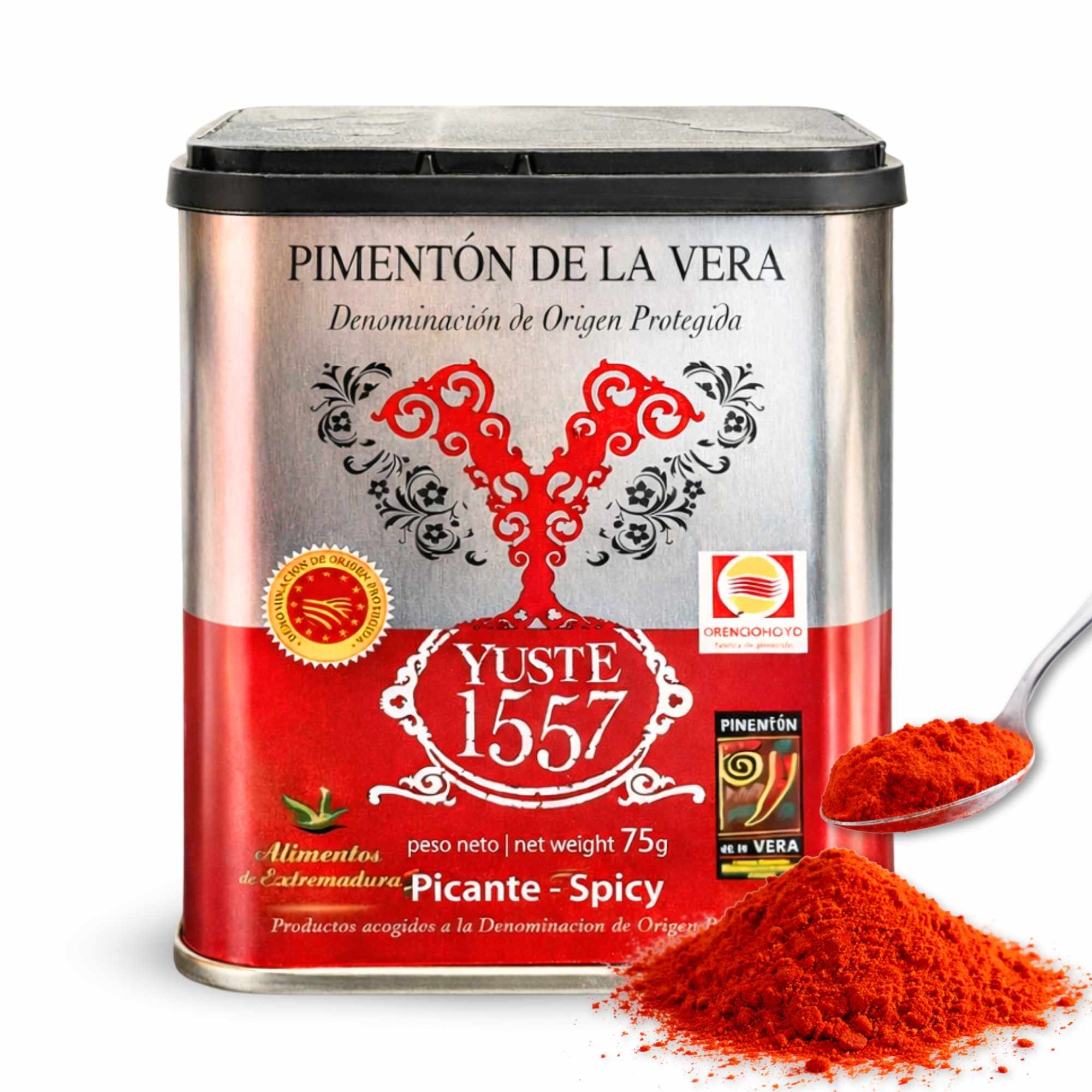 Pimentón de la Vera Ahumado Picante con DOP 75 gr lata