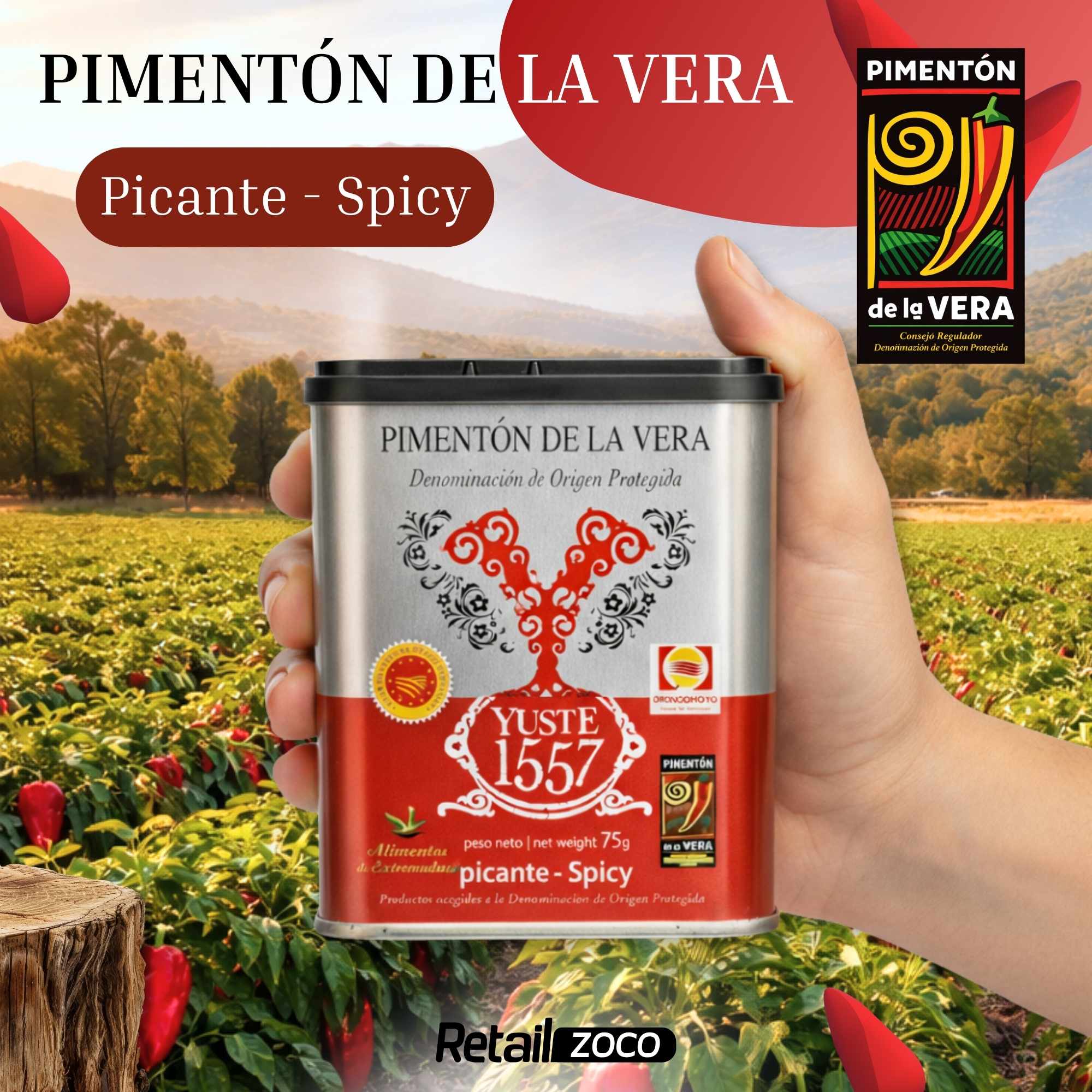 Pimentón de la Vera Ahumado Picante con DOP 75 gr lata - imagen 2