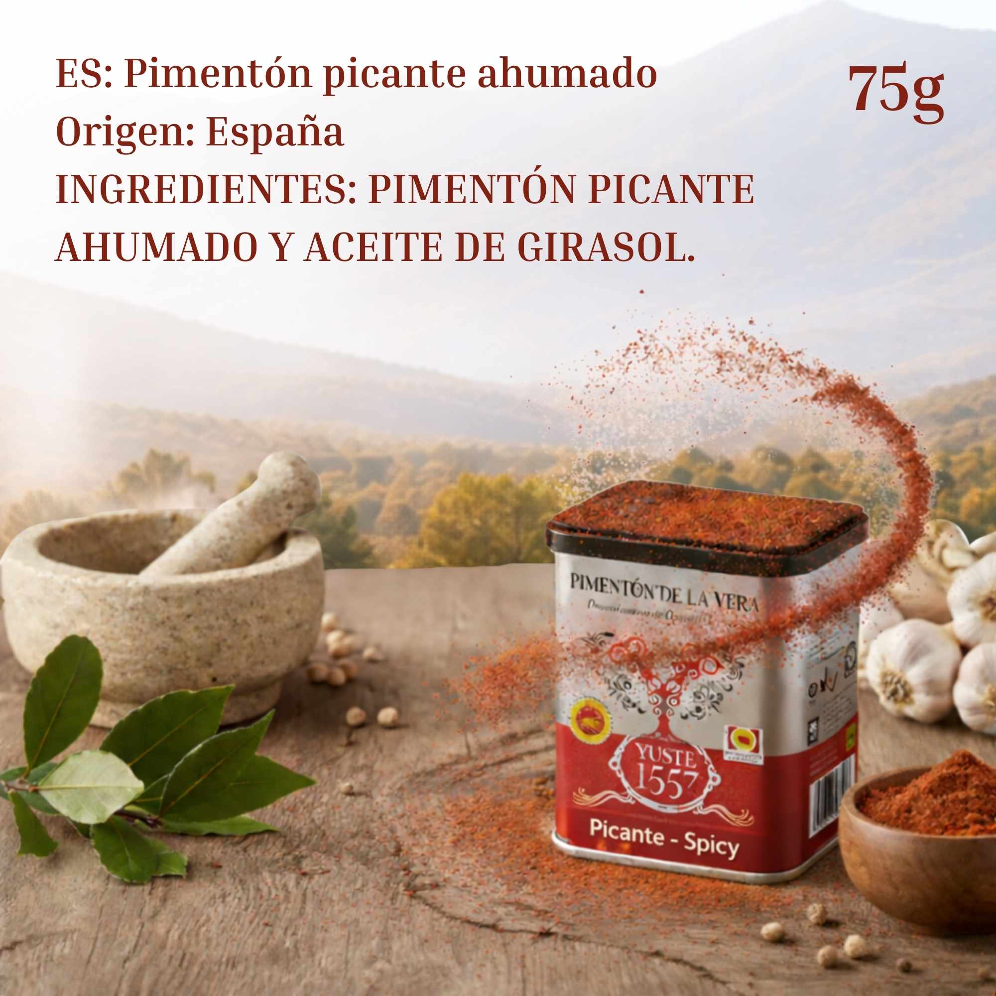 Pimentón de la Vera Ahumado Picante con DOP 75 gr lata - imagen 4