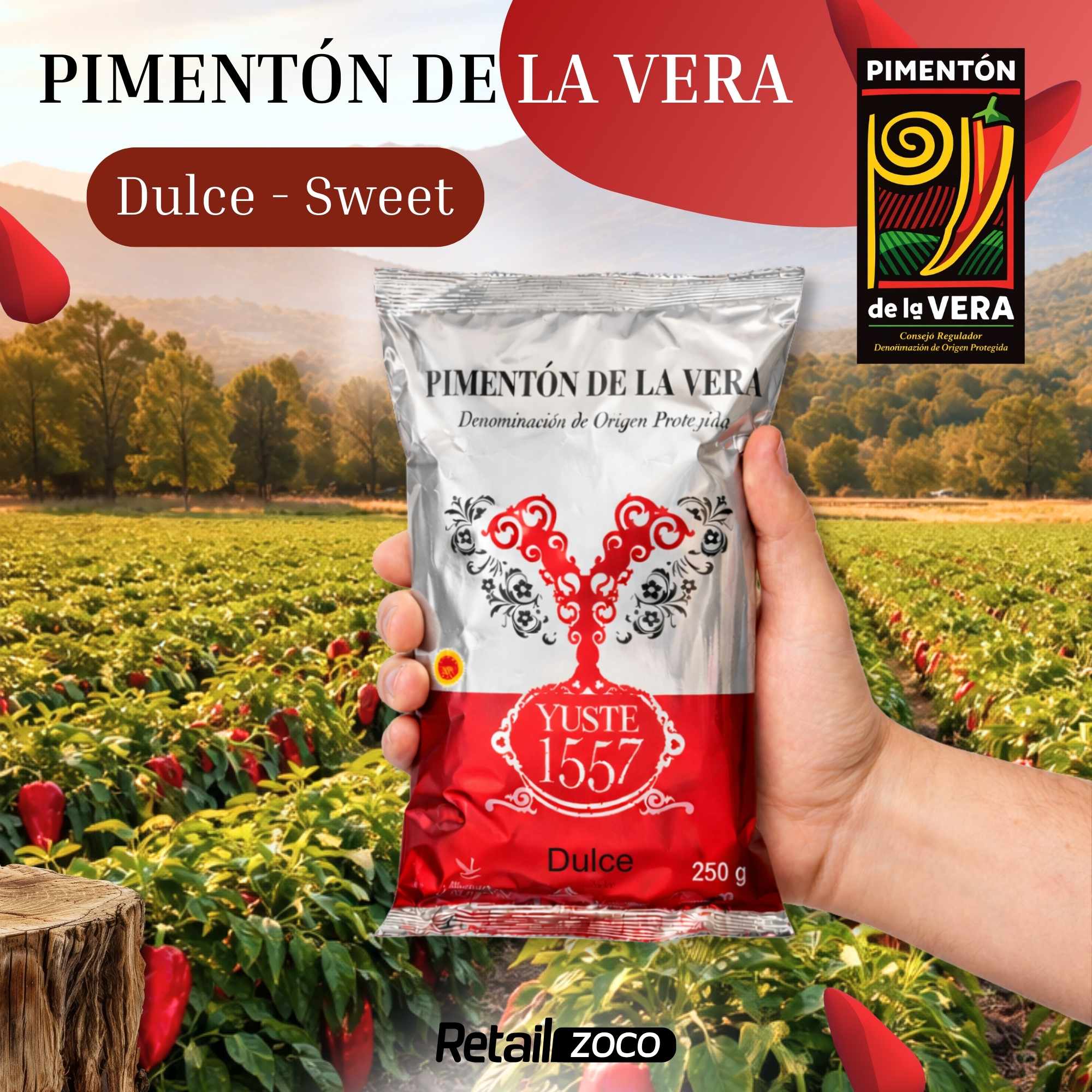 Pimentón de la Vera Ahumado Dulce con DOP 250 gr Bolsa Yuste 1557 - imagen 2
