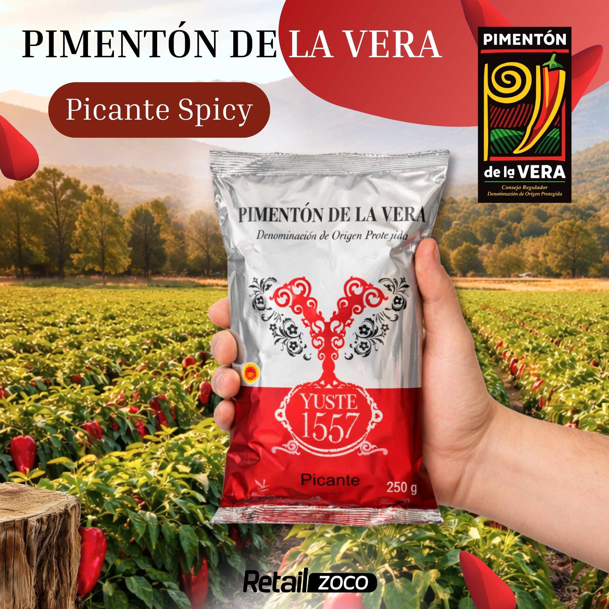Pimentón de la Vera Ahumado Picante con DOP 250 gr Bolsa Yuste 1557 - imagen 2