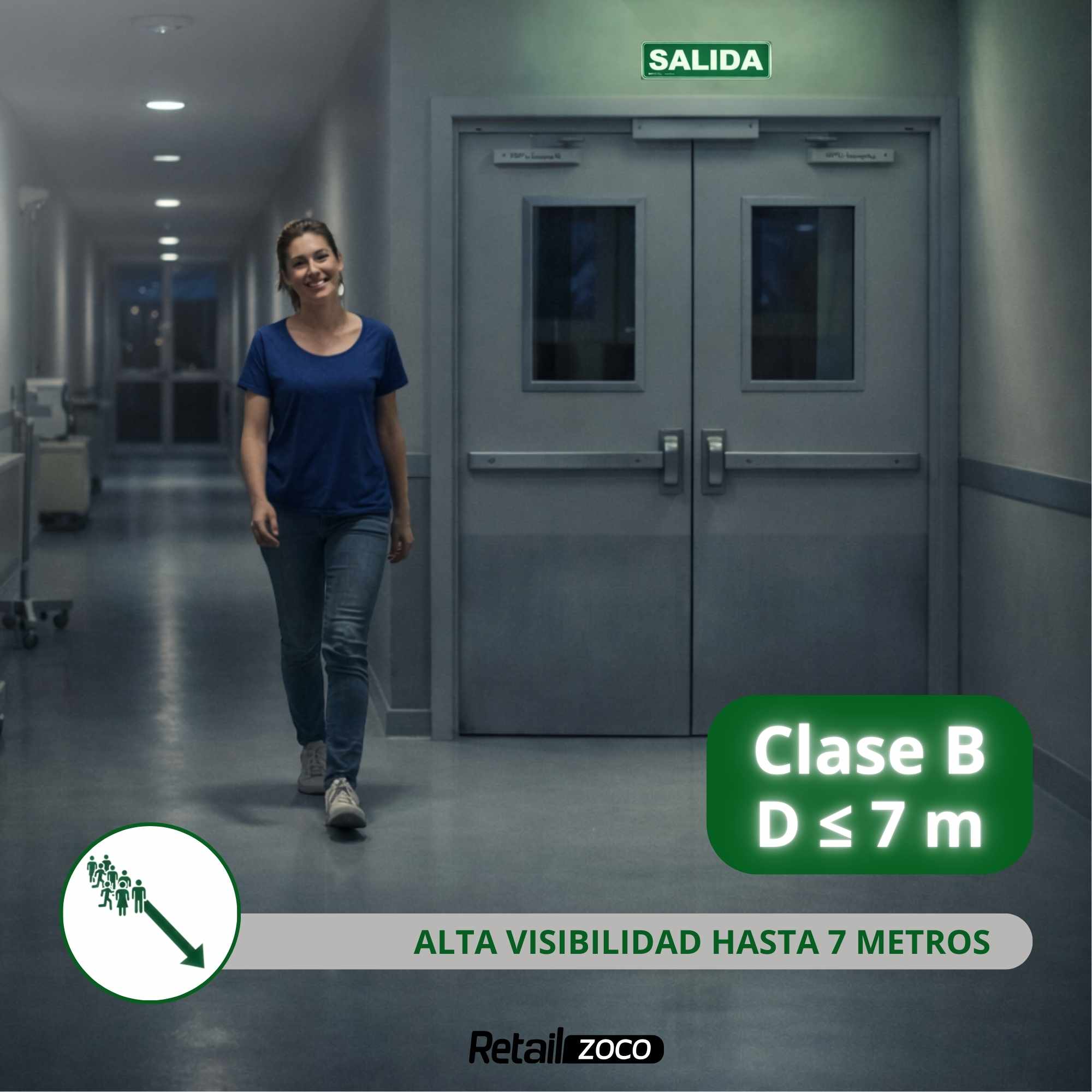Señal Salida Luminiscente Clase B PVC 30 x 10,5cm - imagen 4