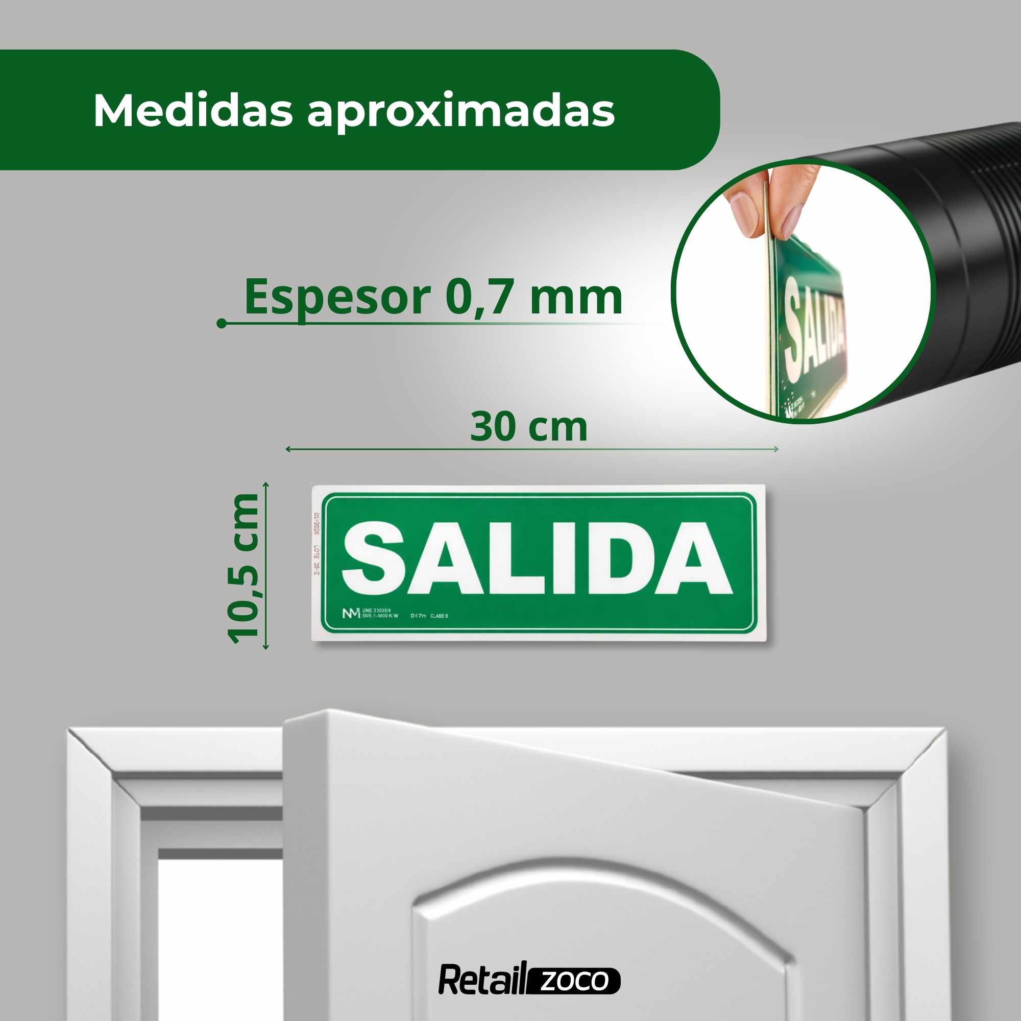 Señal Salida Luminiscente Clase B PVC 30 x 10,5cm - imagen 5