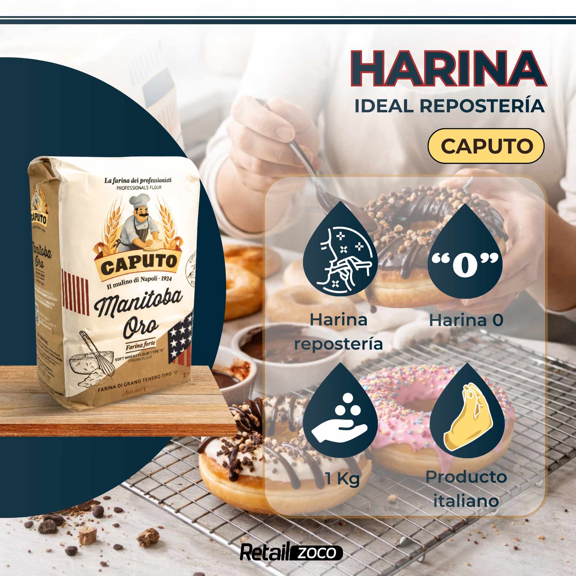 Harína Manitoba Oro Caputo 1 kg - imagen 2