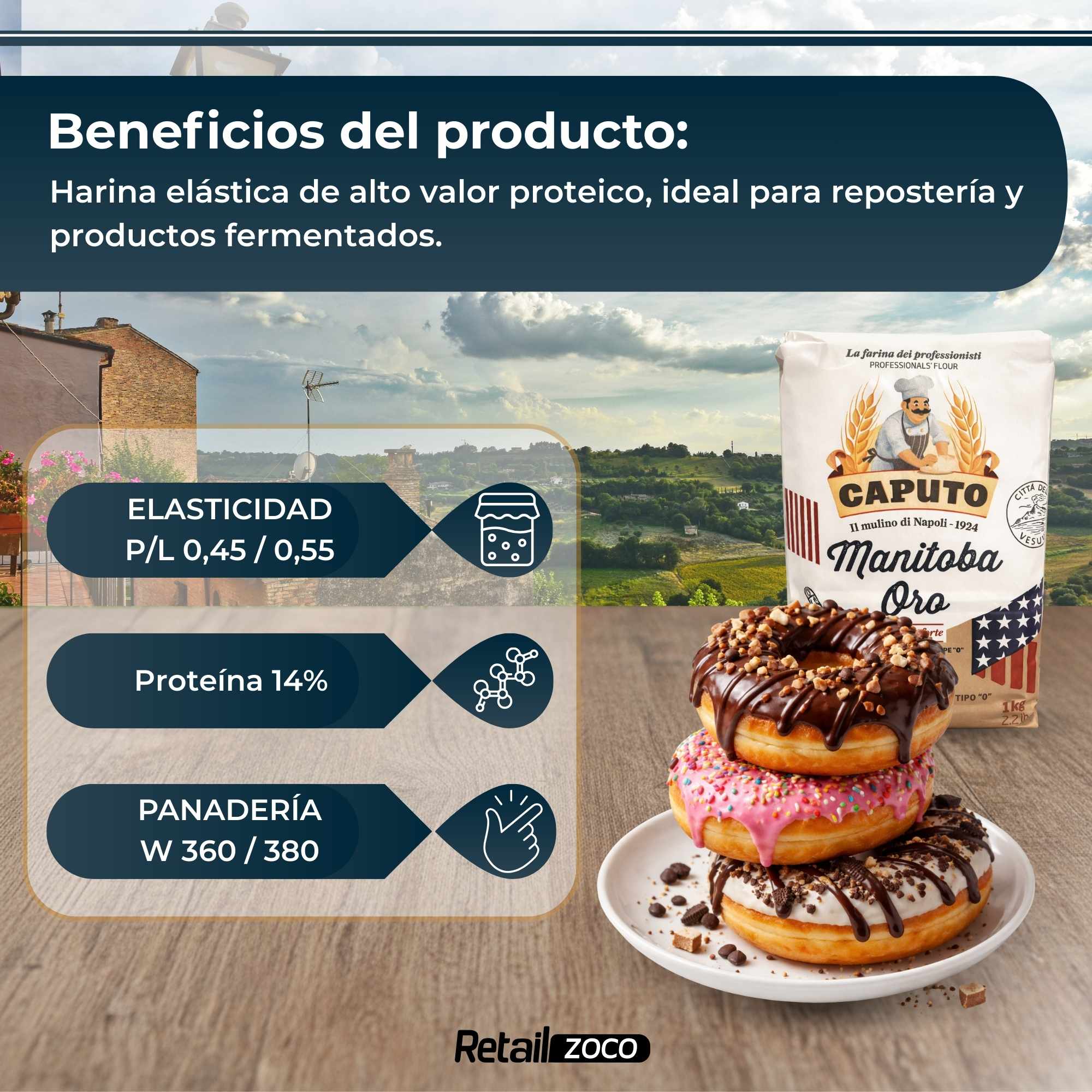 Harína Manitoba Oro Caputo 1 kg - imagen 3