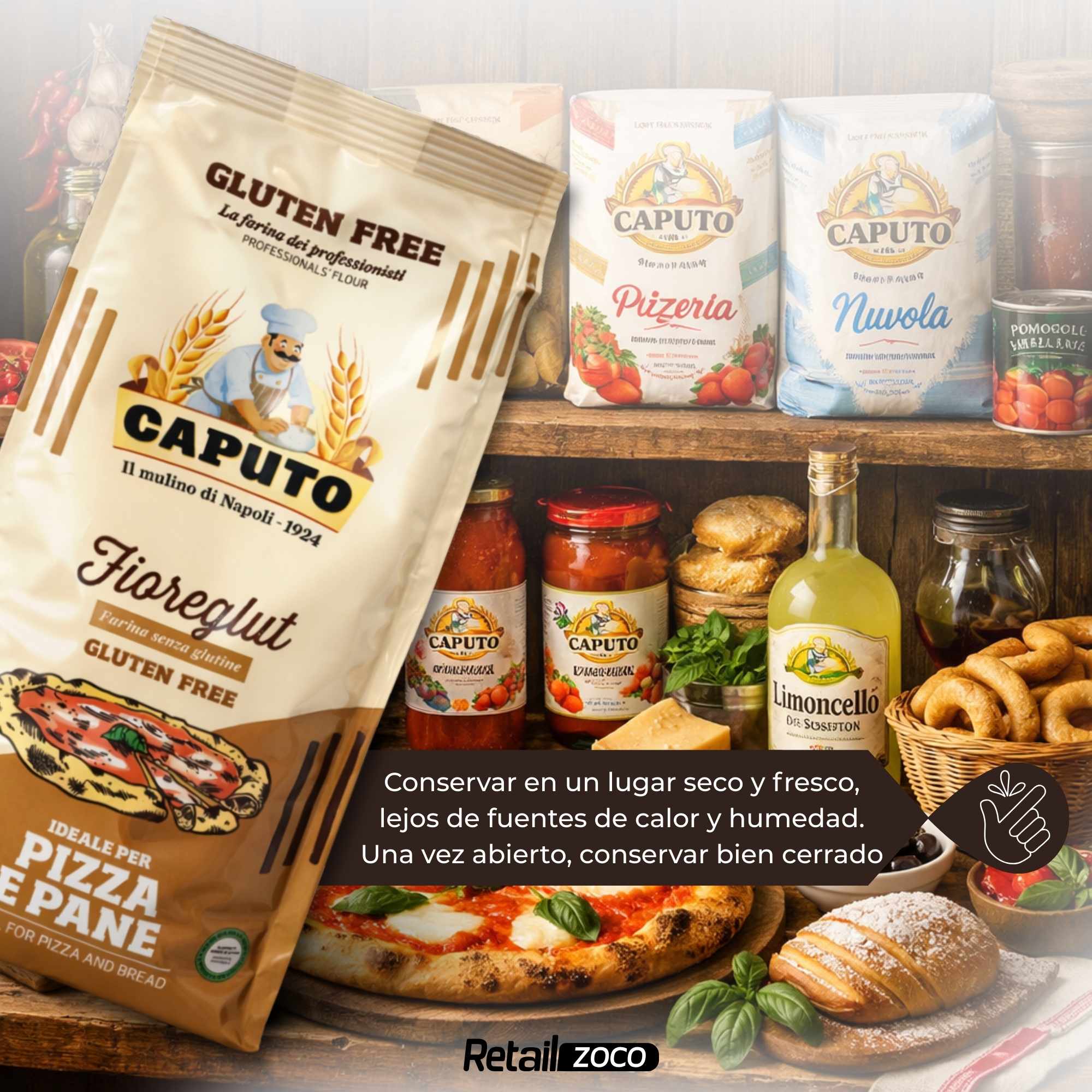 Harina Fioreglut SIN Gluten Pizza e Pane Caputo 1 kg - imagen 6