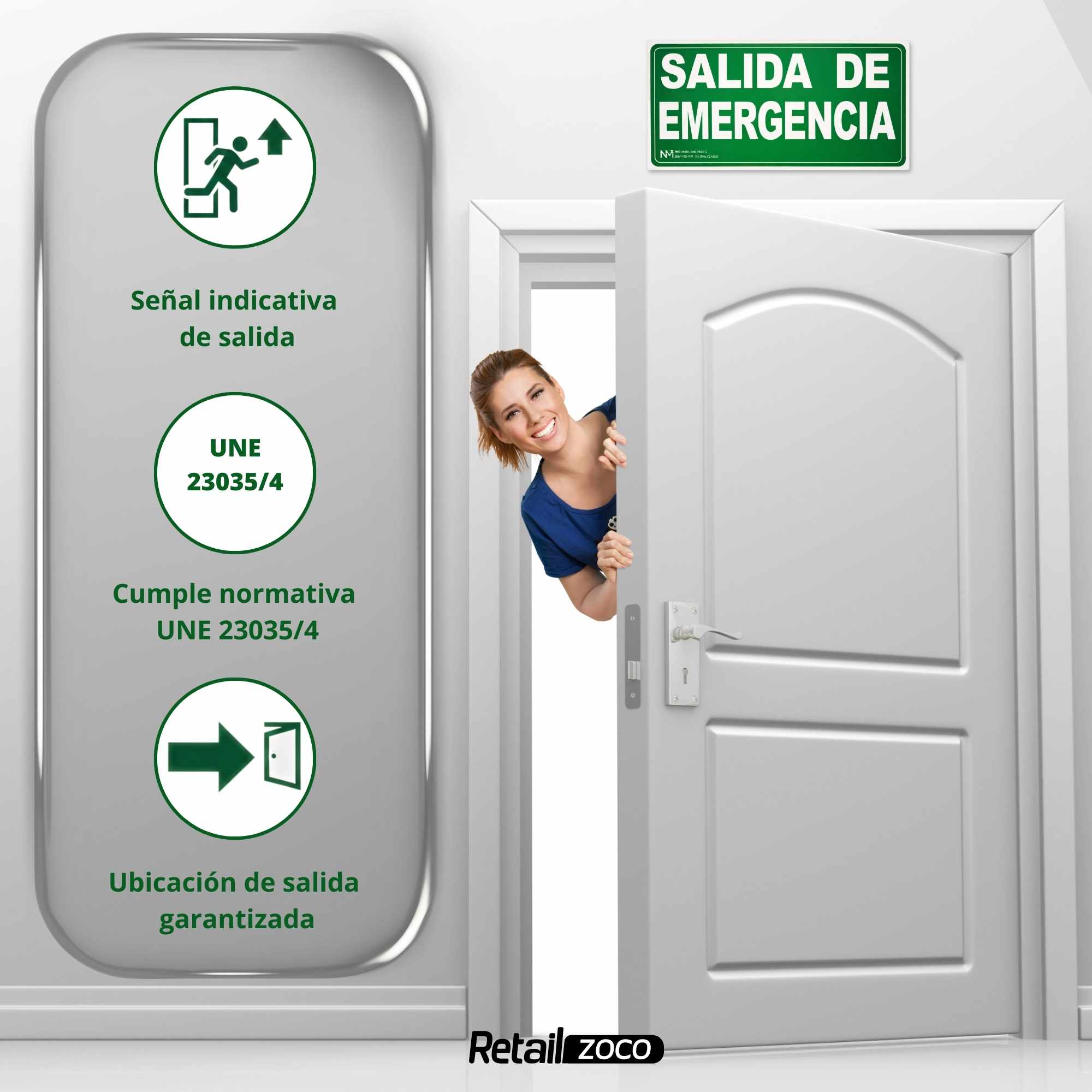 Señal Salida de emergencia Luminiscente Clase B PVC 32 x 16 cm - imagen 3