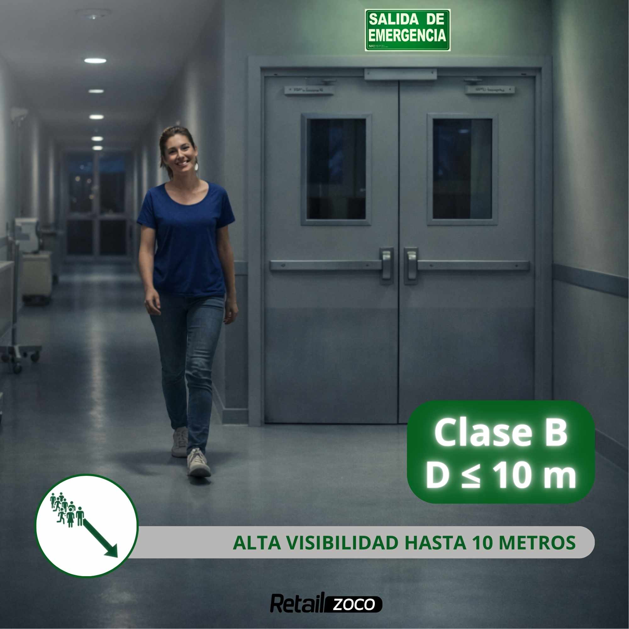 Señal Salida de emergencia Luminiscente Clase B PVC 32 x 16 cm - imagen 4